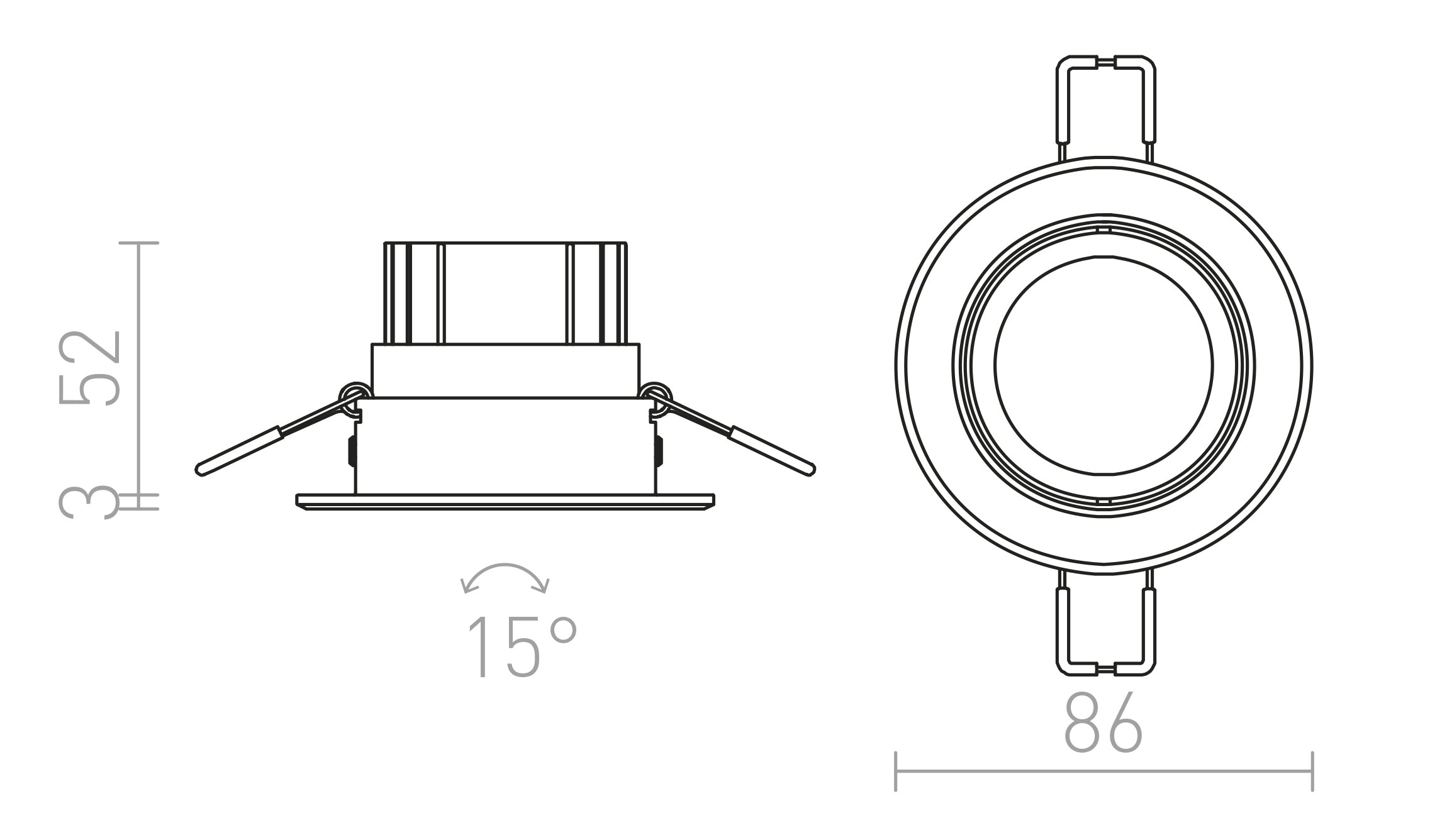 MIRO upotettu lamppu - Product sketch