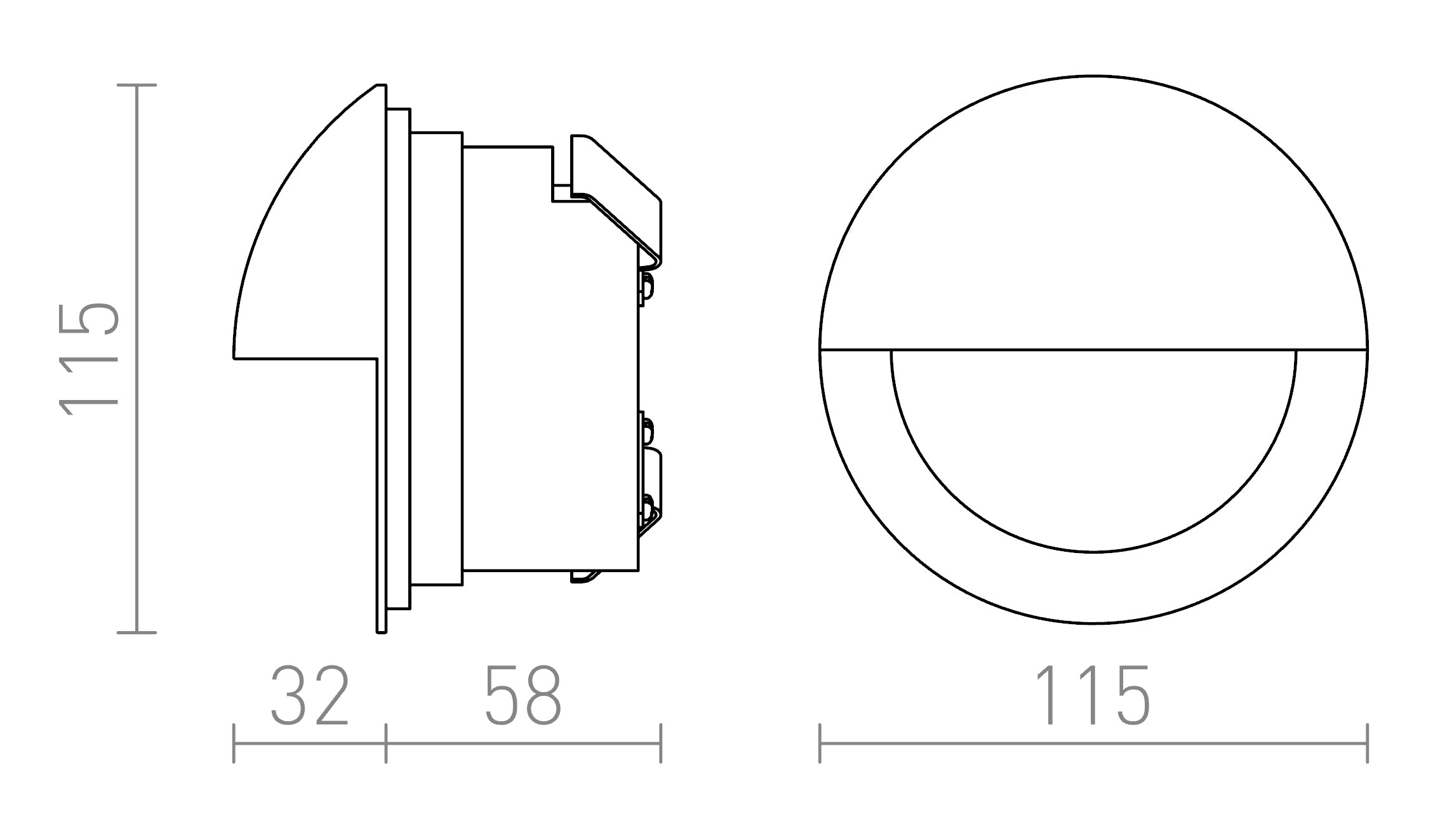 ASTERIA infälld lampa - Product sketch