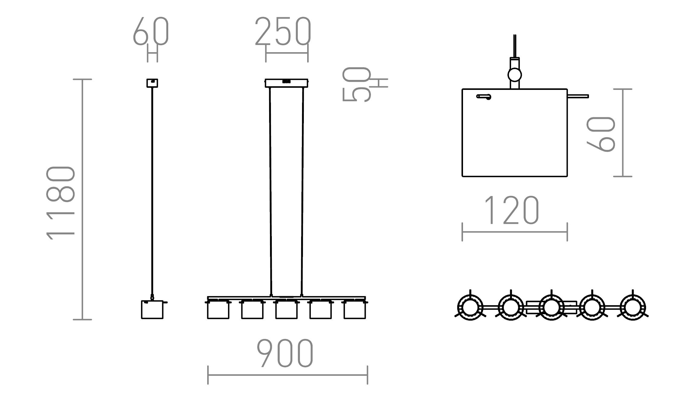 ESTRA V suspension lampe - Product sketch