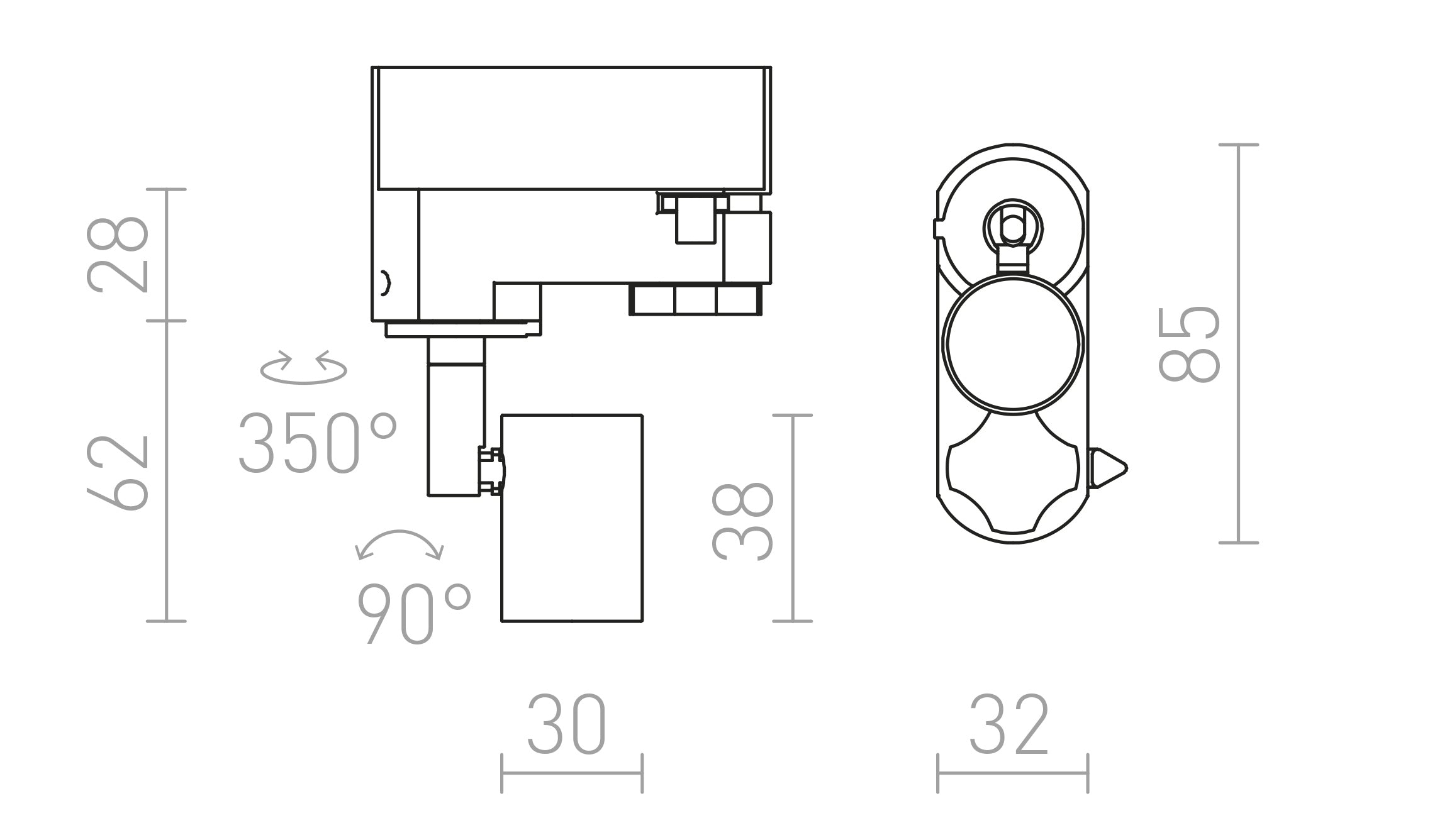 TRICA pentru șină cu 3-circuite - Product sketch