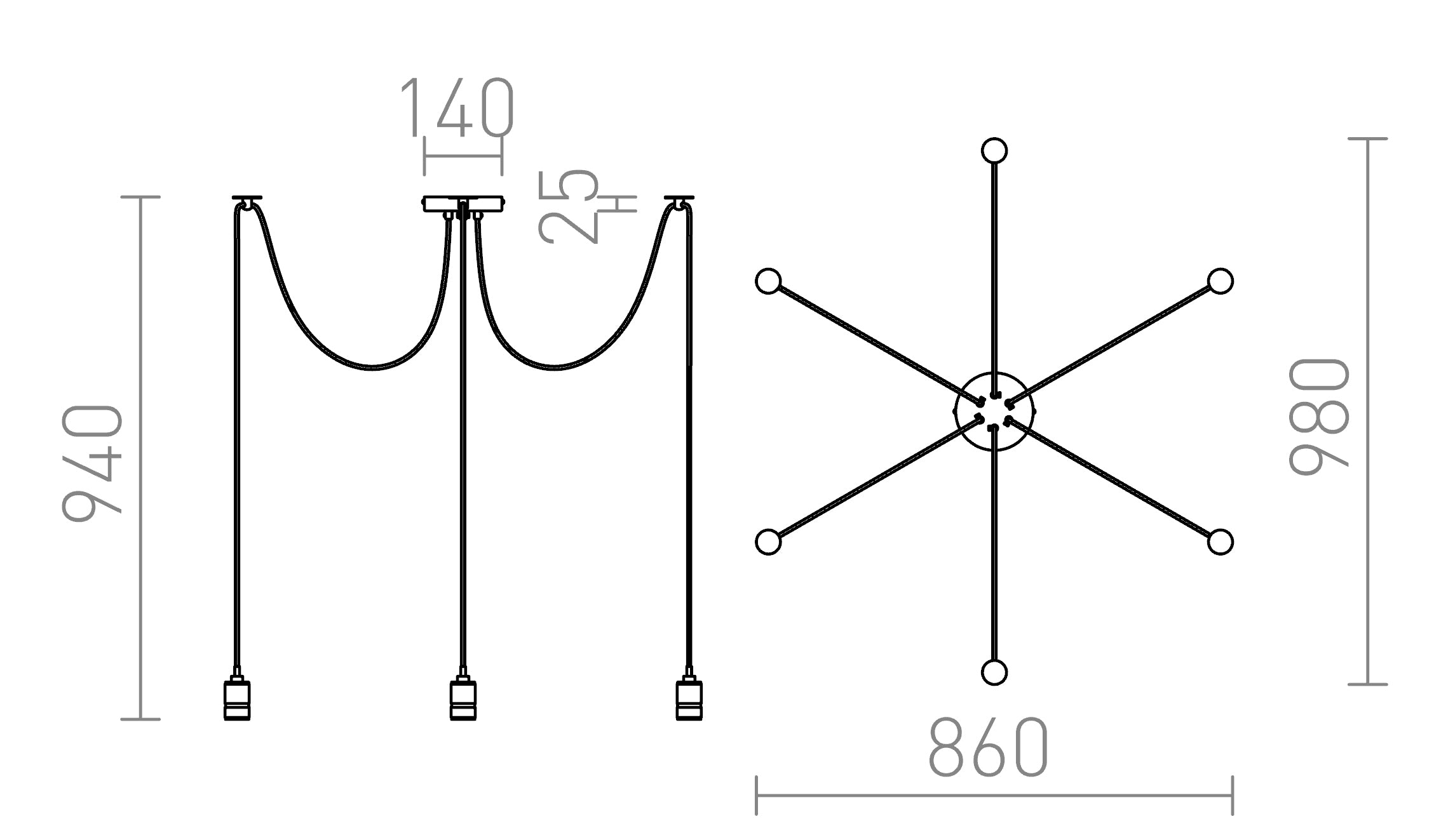 CINDY VI suspension lampe - Product sketch