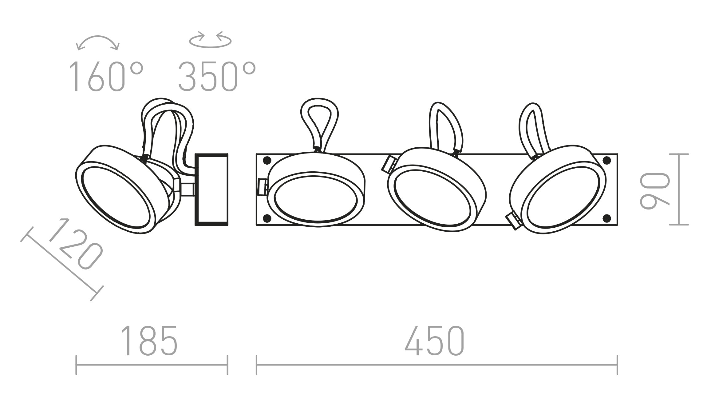 KELLY III murale lampe - Product sketch