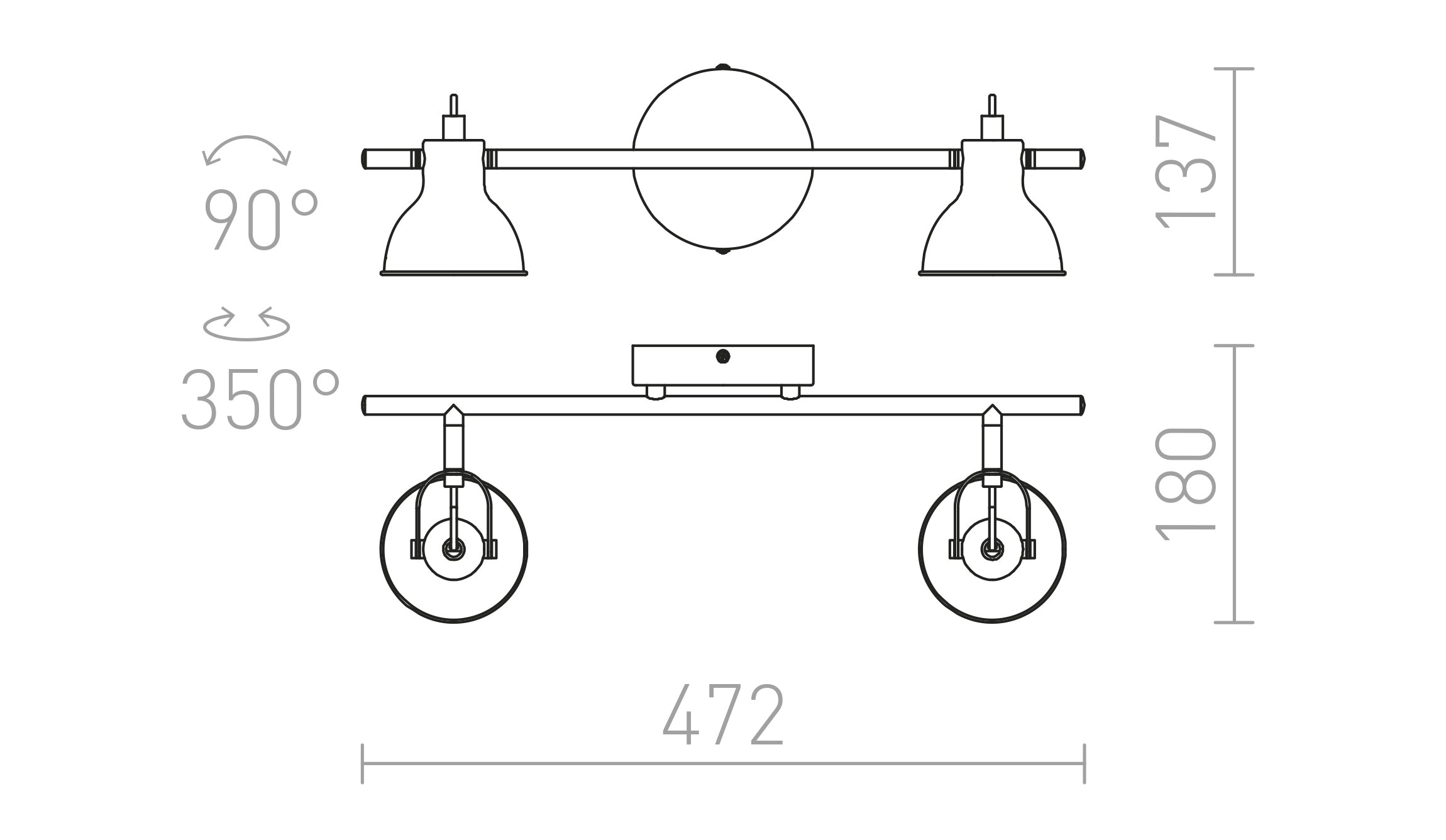 ROSITA II ścienna lampa - Product sketch