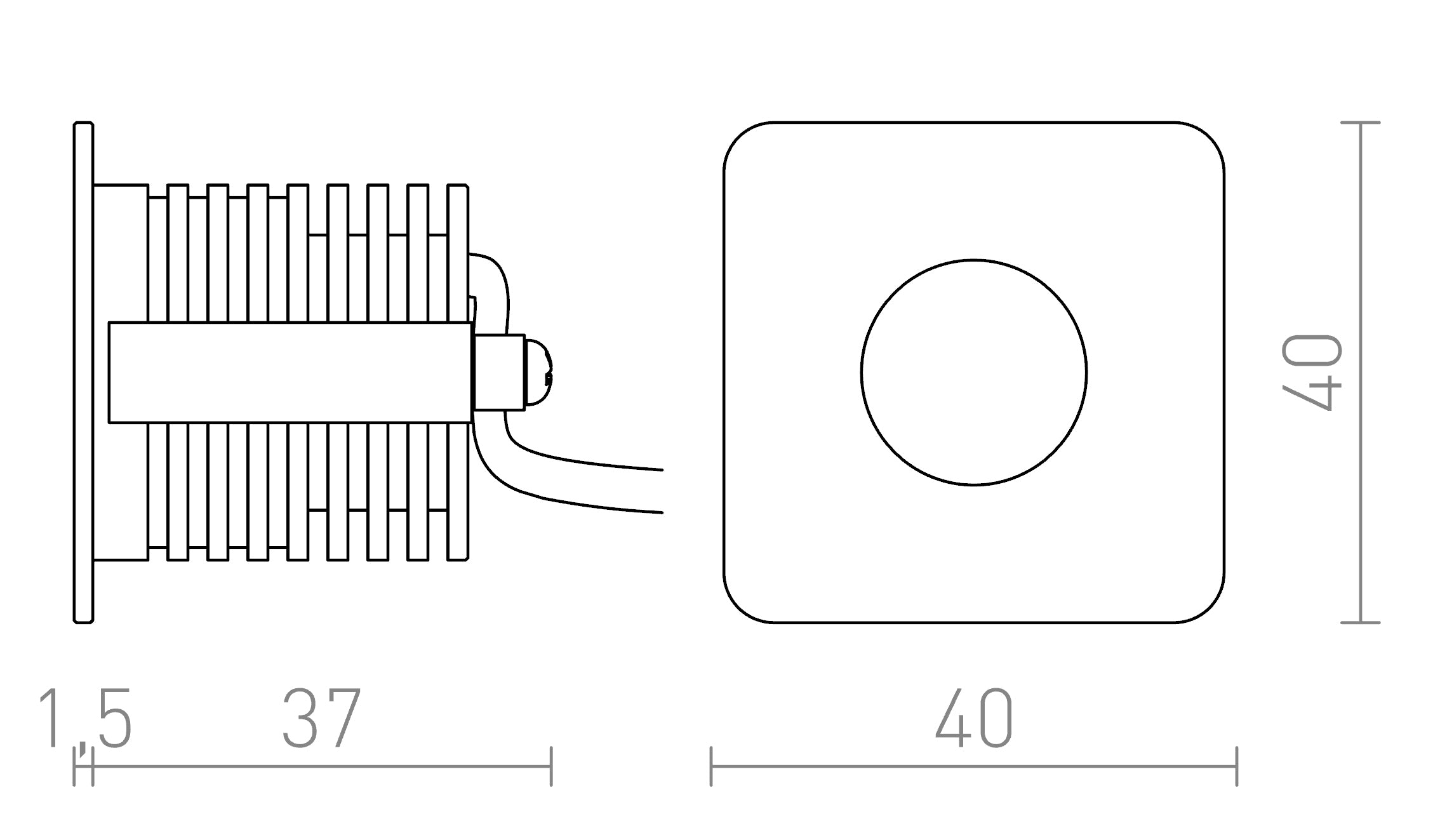 RIO SQ zápustná lampa - Product sketch