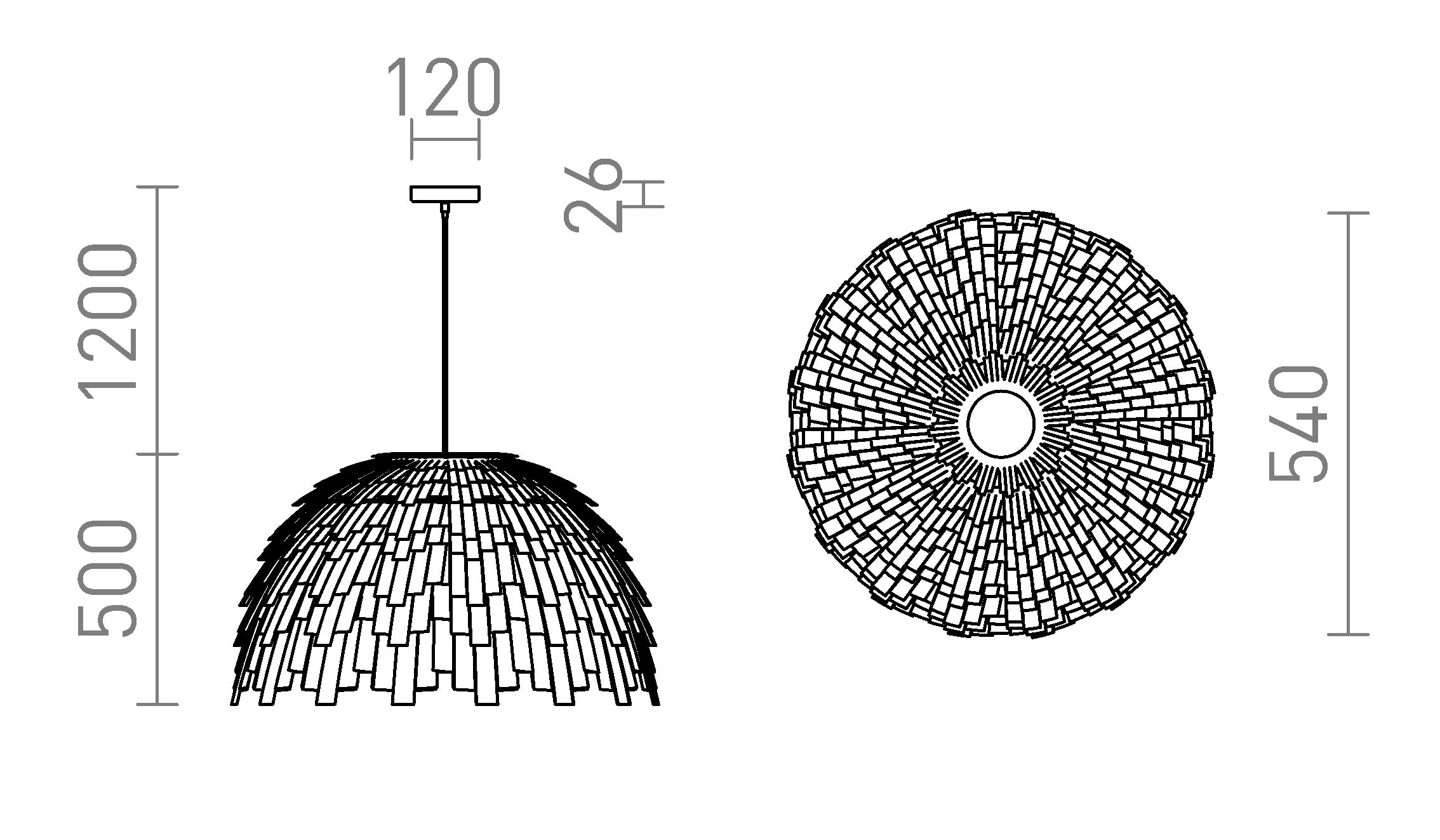 RARA viseča lampa - Product sketch