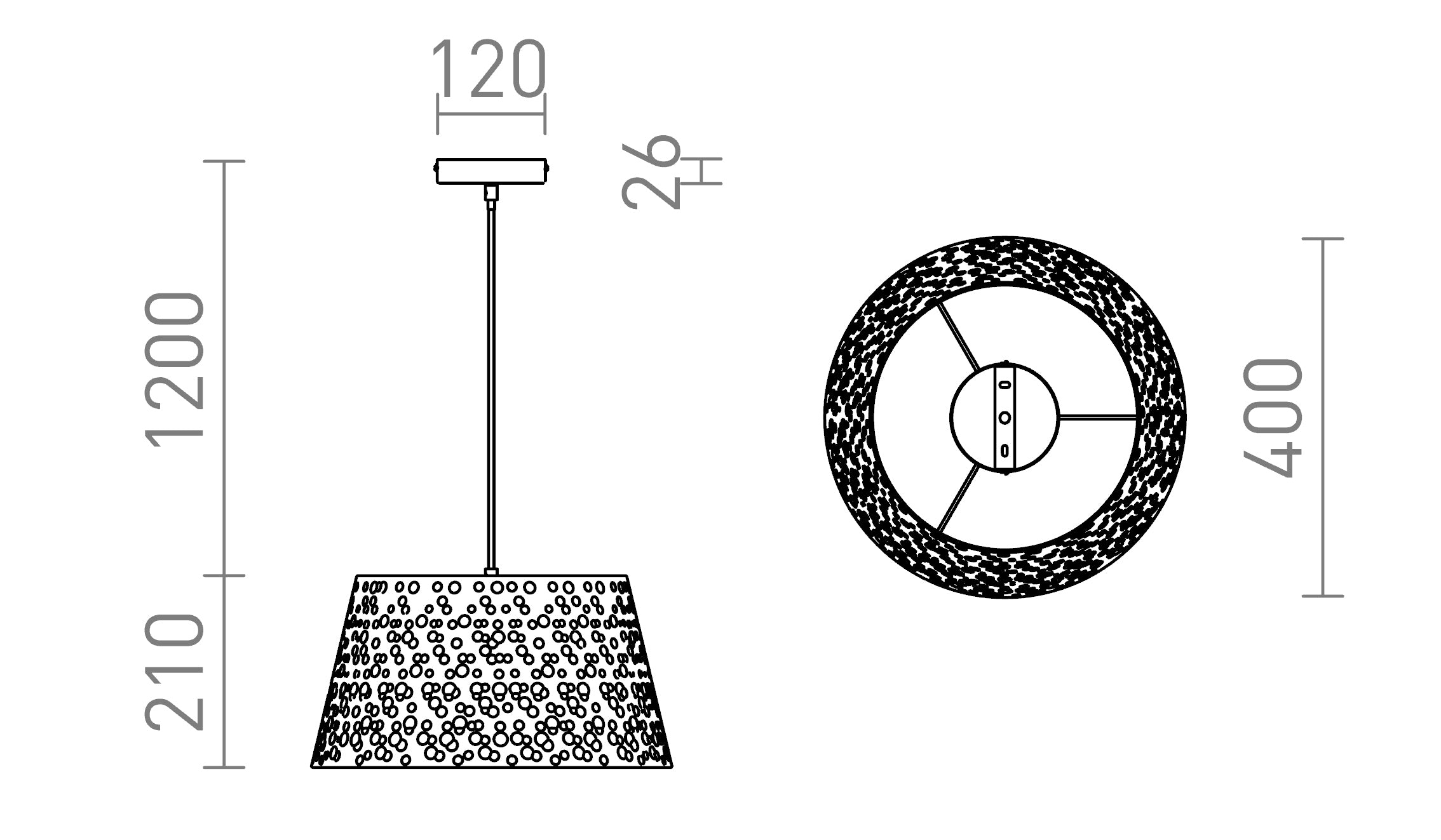 BUCKY 40 suspension lampe - Product sketch