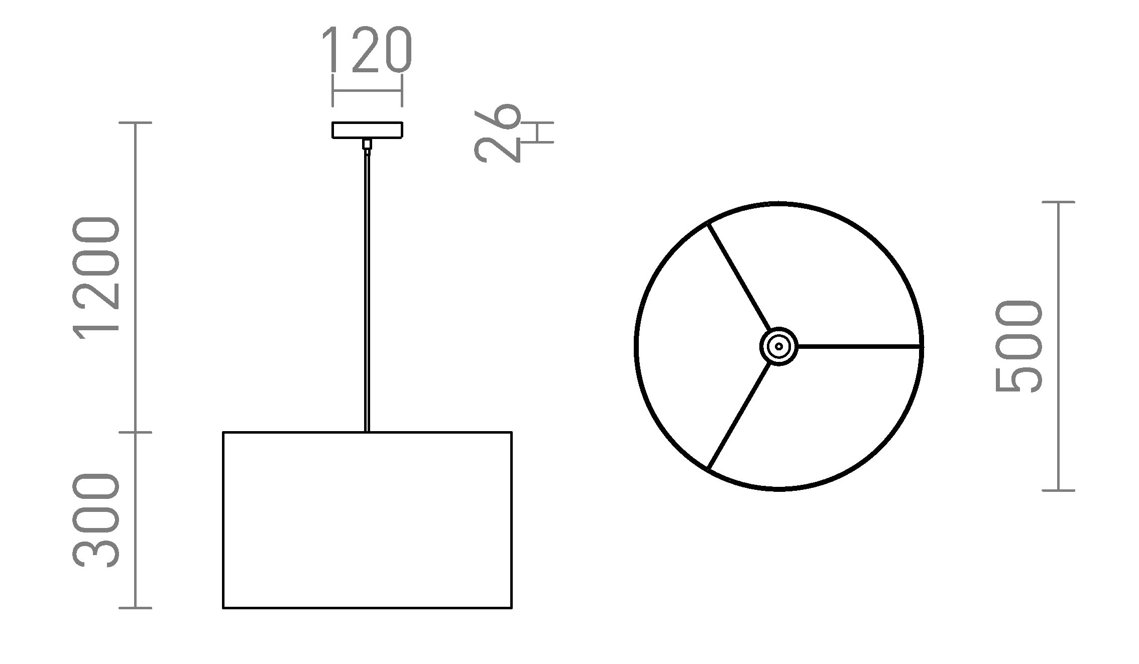FANCY 50/30 wisząca lampa - Product sketch