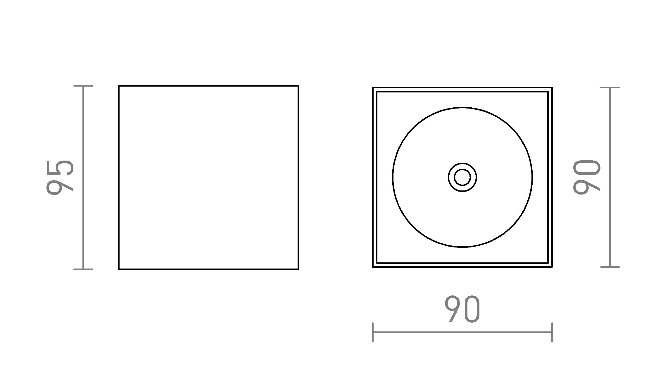SENZA SQ plafonnier lampe - Product sketch