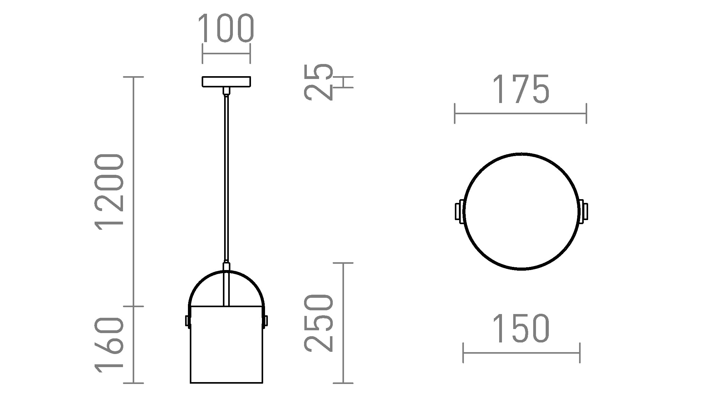 JULIETTA 16 wisząca lampa - Product sketch