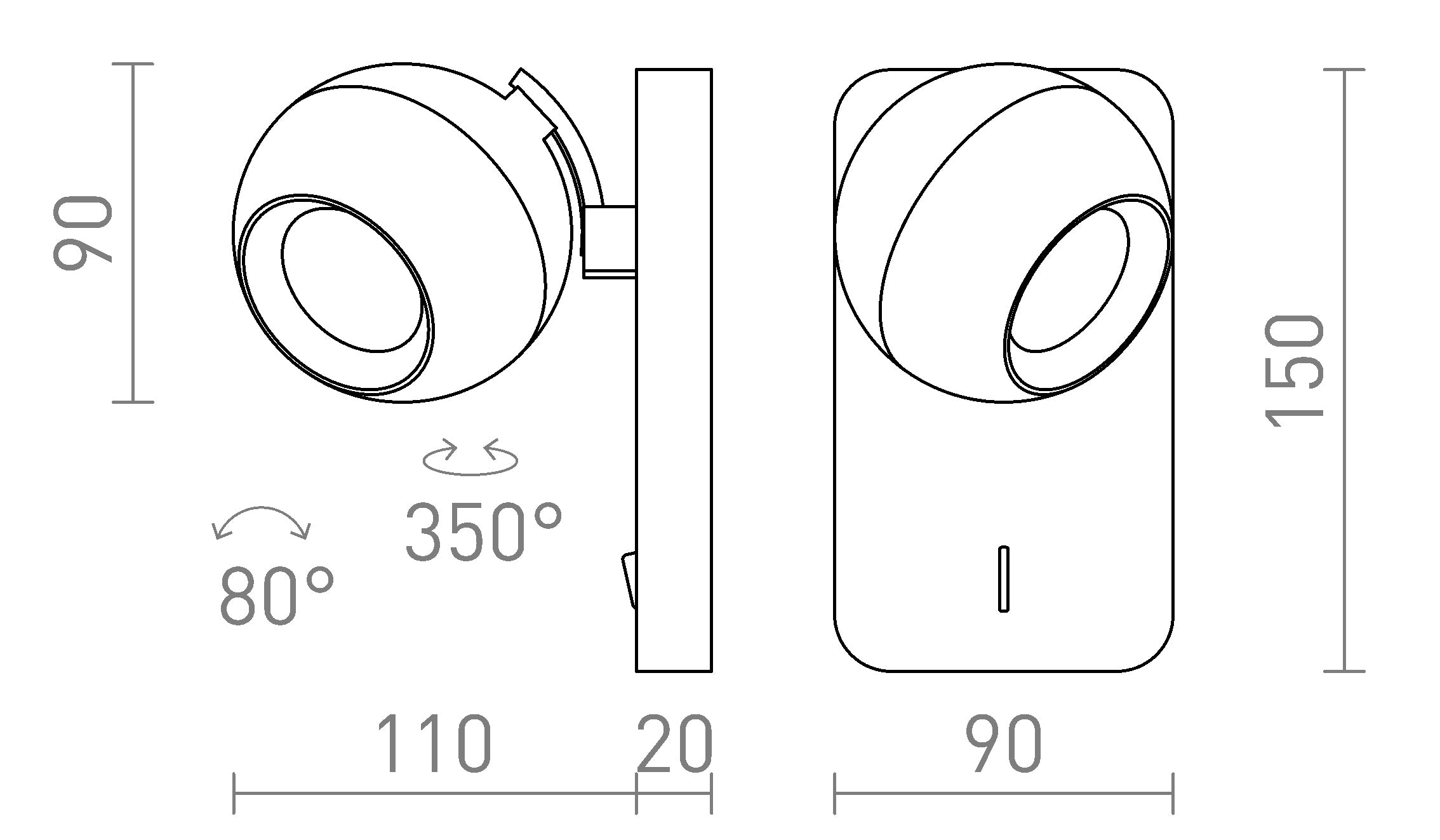SIENA zidna lampa - Product sketch
