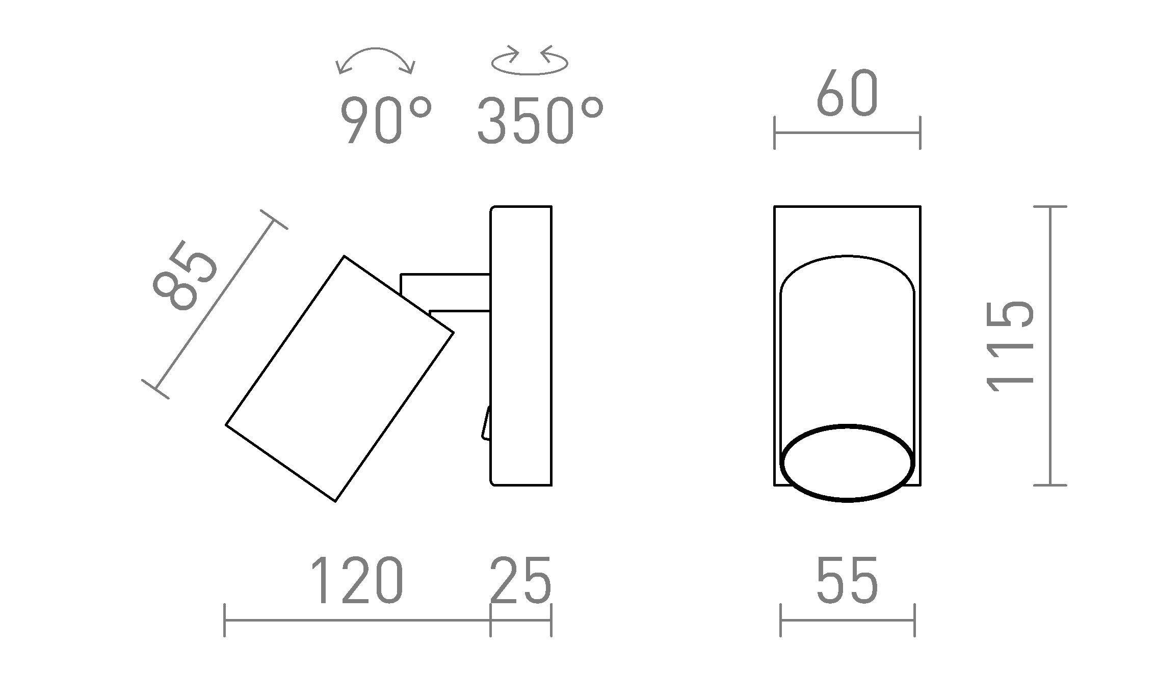 DUDE vägg lampa - Product sketch