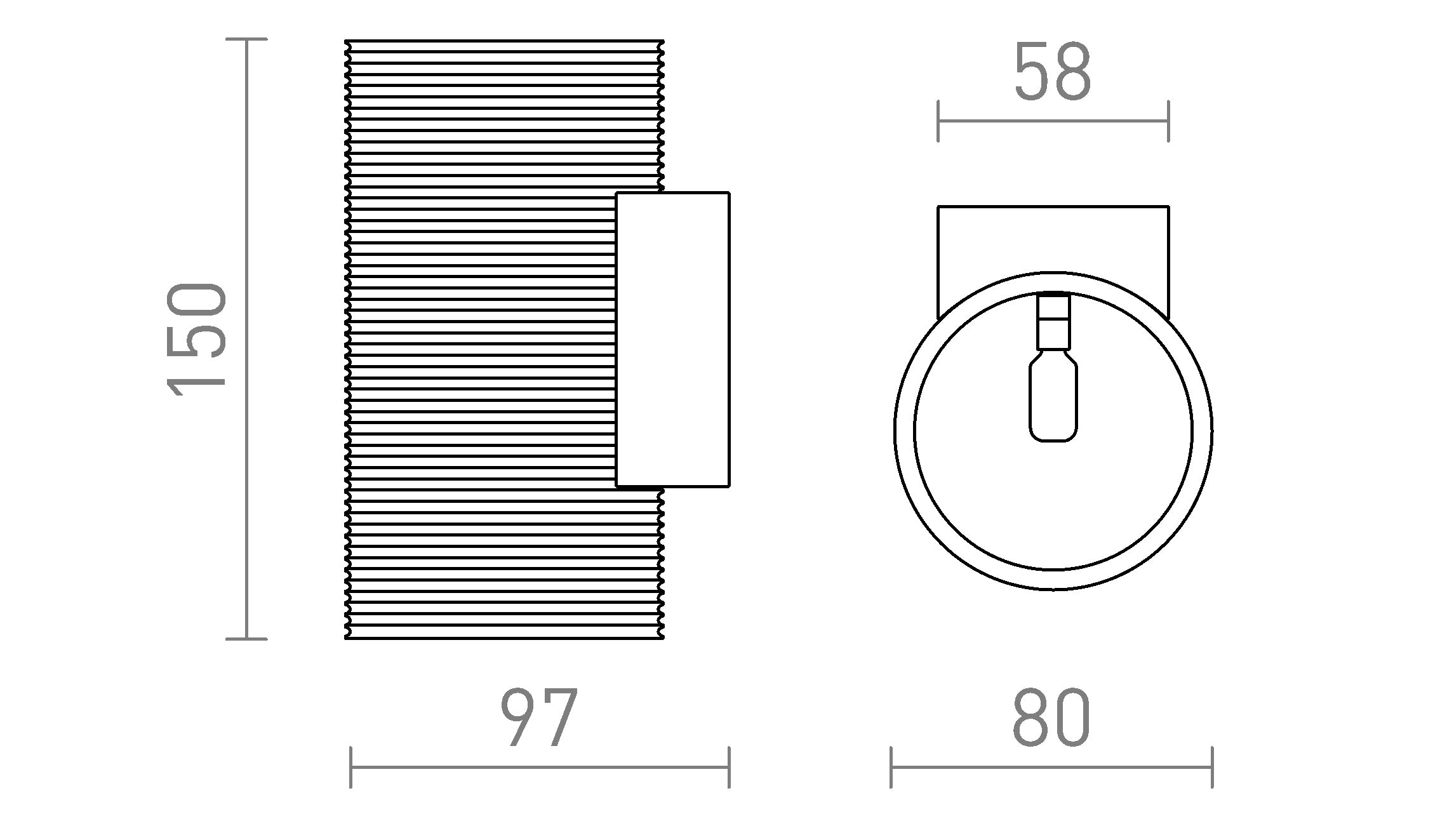 GLANS RR2 150 murale lampe - Product sketch
