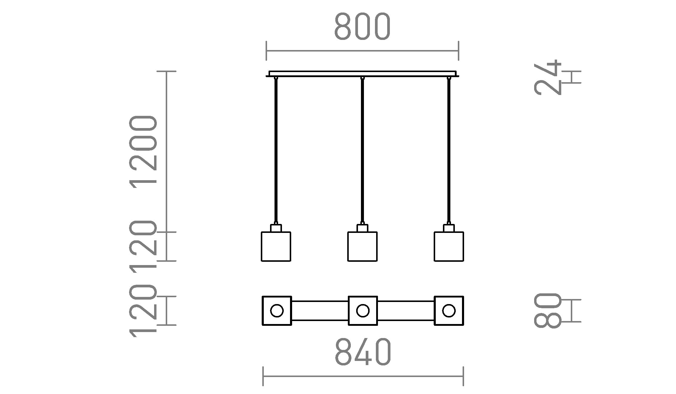 DADOS III 80 suspension lampe - Product sketch