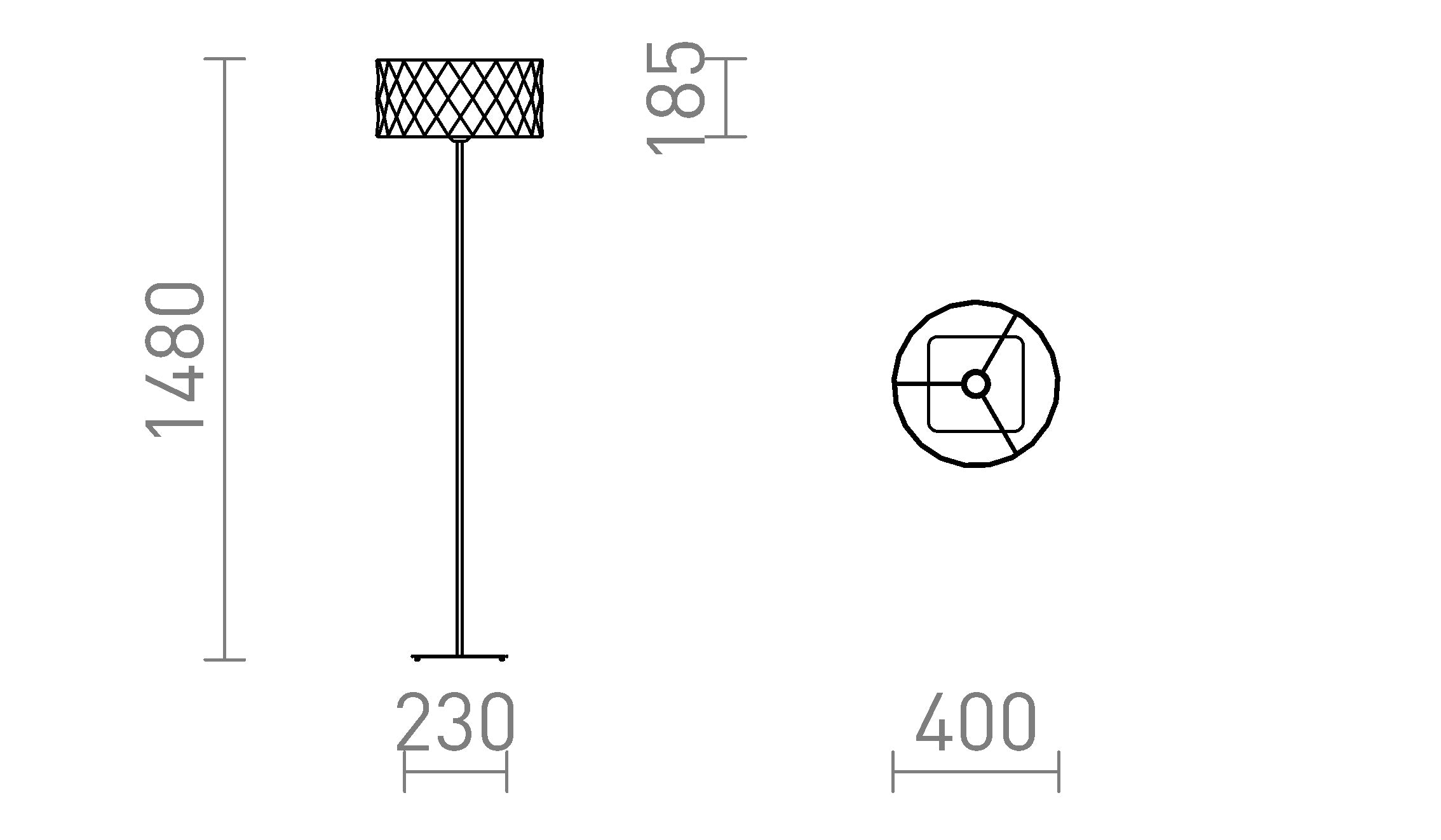 CORTINA/JAKARANDA lattia lamppu - Product sketch