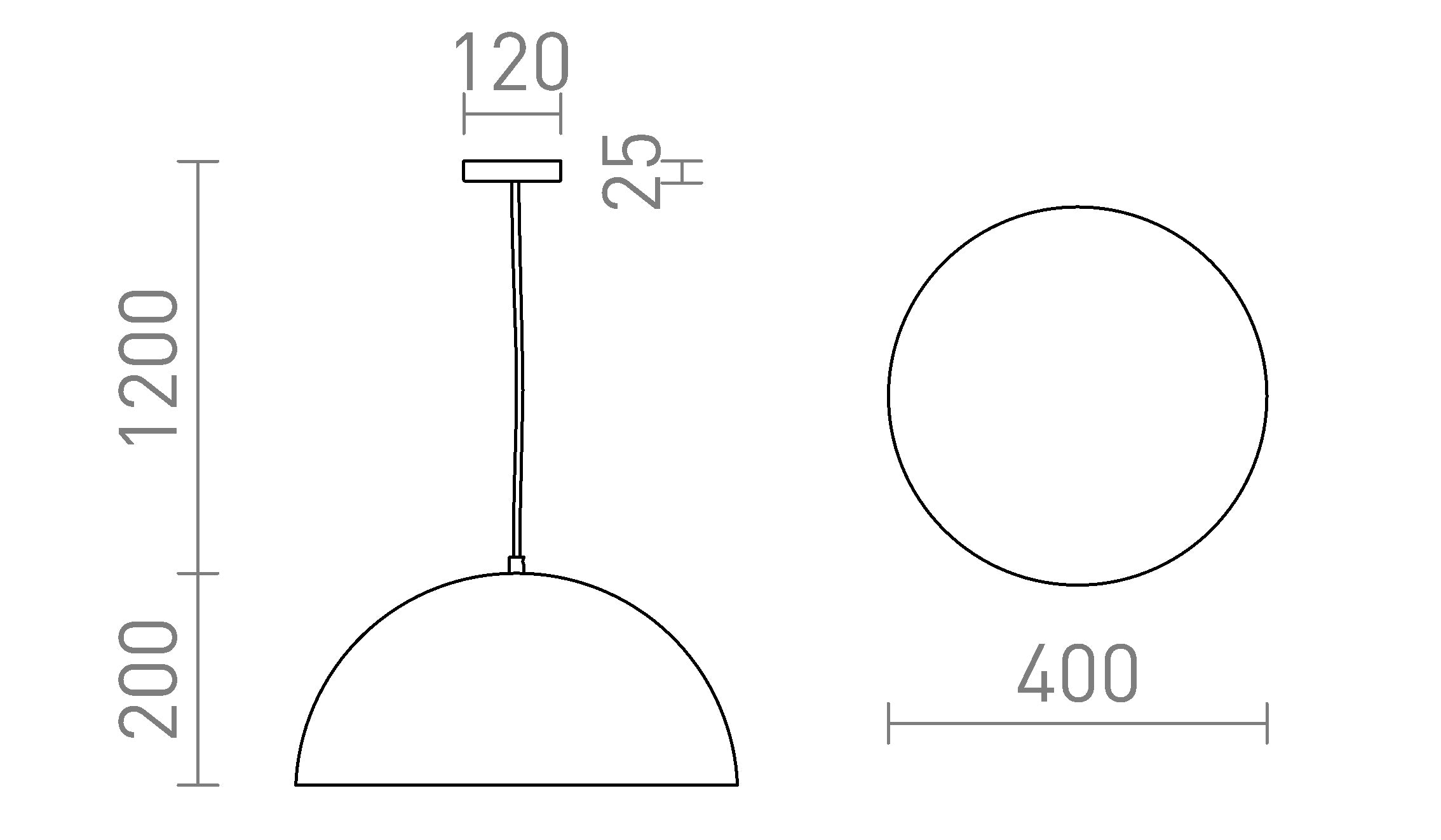 GLADYS 40 suspension lampe - Product sketch