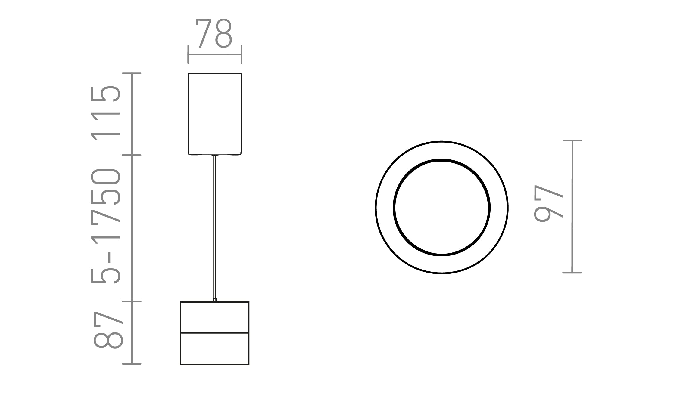 JUNIPER pandantiv reglabil pe inaltime lampă - Product sketch