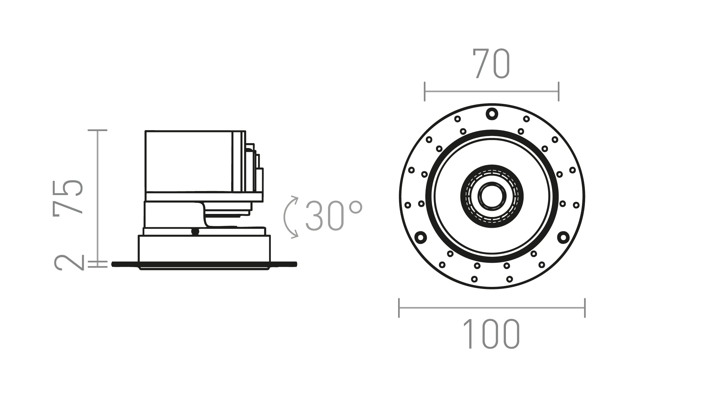 ANTARES infälld lampa - Product sketch
