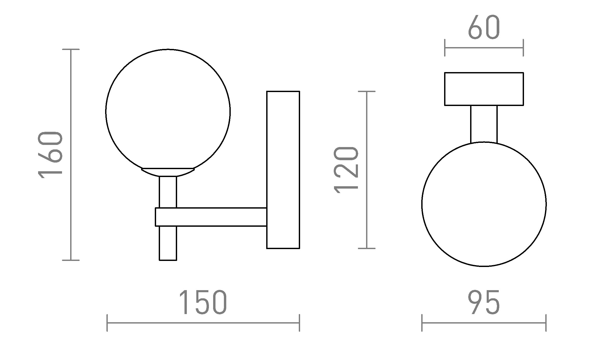 PEGGY stenska lampa - Product sketch