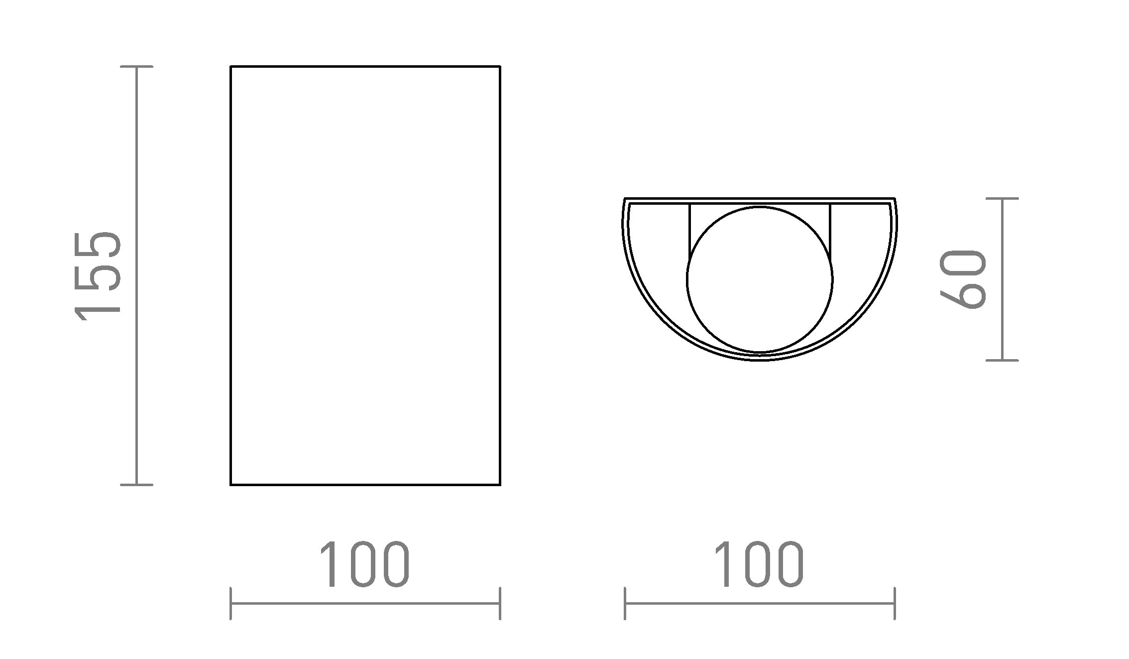 CAPRI R seinä lamppu - Product sketch