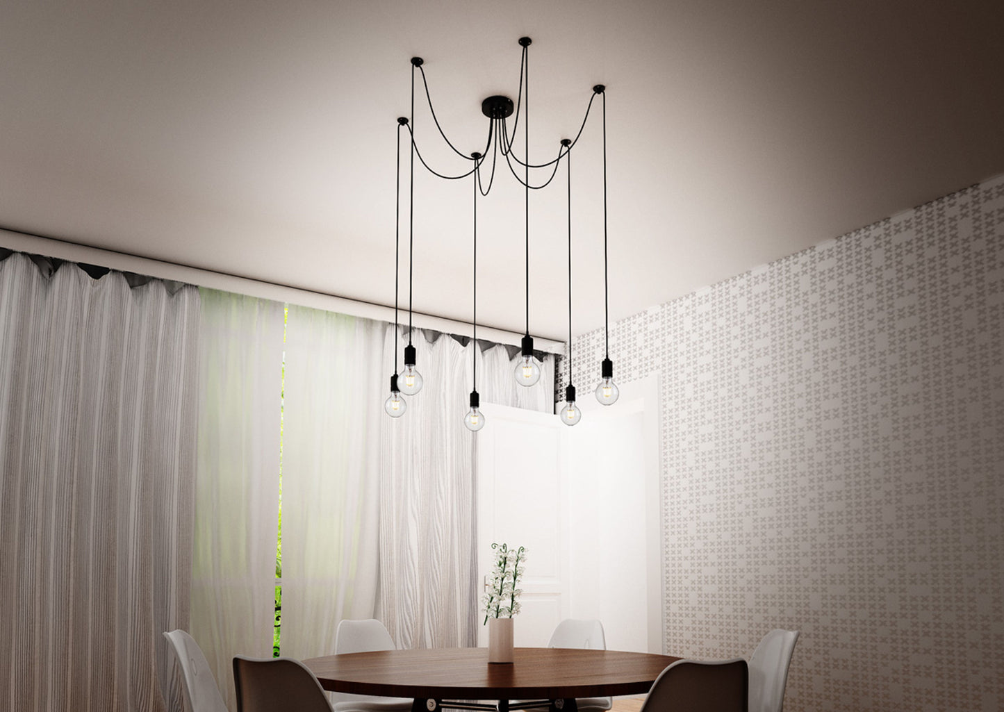 RENDL pendant lamp CINDY VI pendant black 230V LED E27 6x15W R12054 12