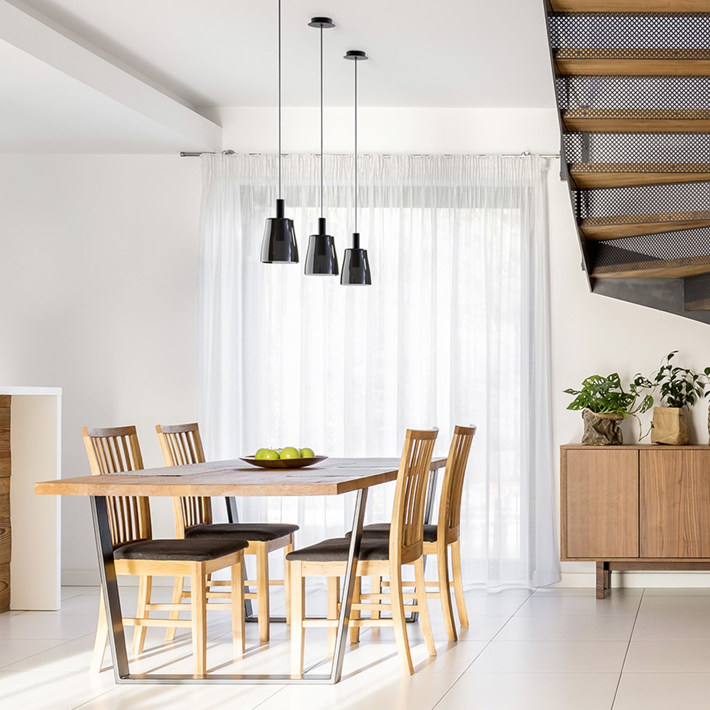RENDL pendant lamp BELLINI M LED pendant black smoke-colored glass 230V LED 5W 30° 3000K R13652 2