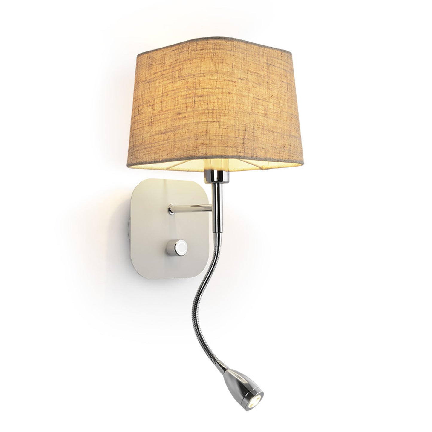 RENDL wall lamp PERTH wall with LED spotlight beige/white chrome 230V LED E14 LED 7+3W 30° 3000K R13661 1