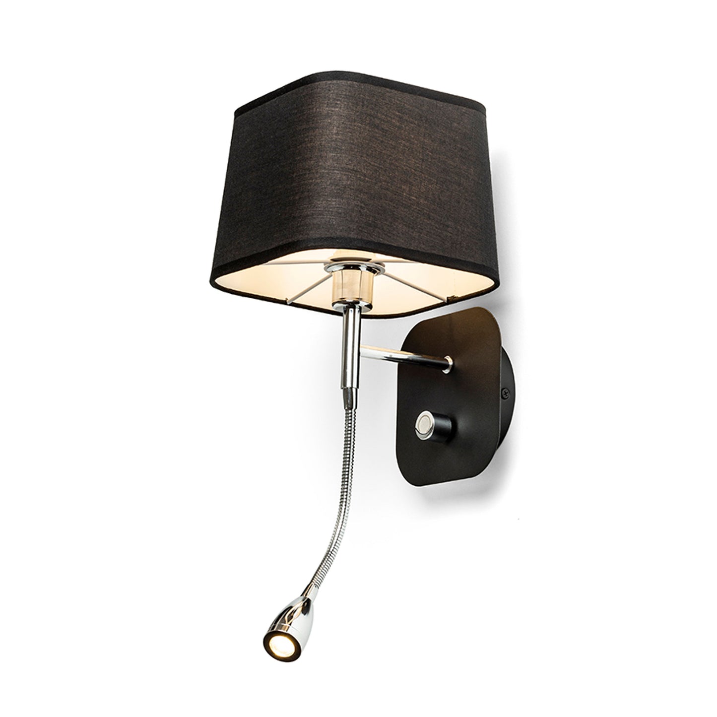 RENDL wall lamp PERTH wall with LED spotlight black/black chrome 230V LED E14 LED 7+3W 30° 3000K R13662 1