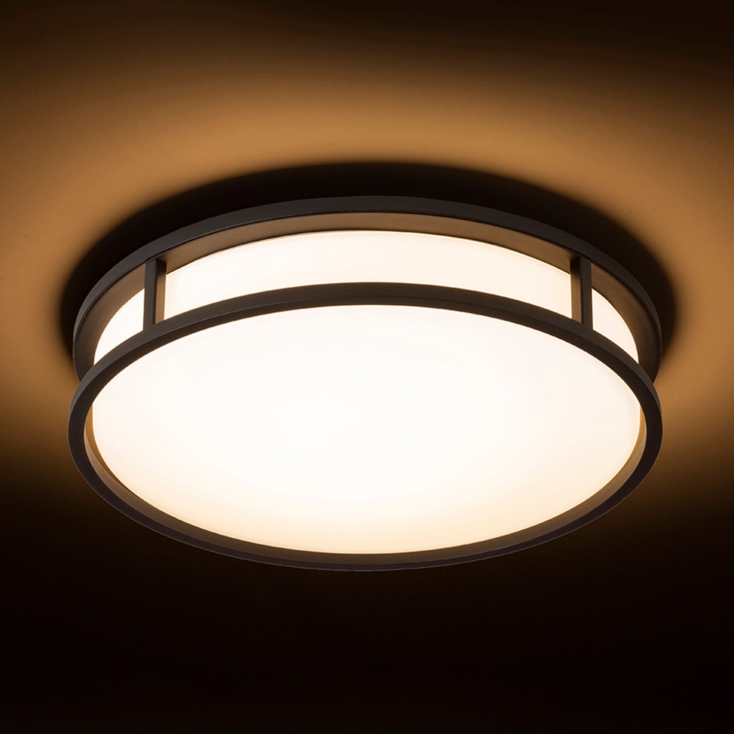 RENDL surface mounted lamp GRANDE LED 35 ceiling opal-colored glass/black 230V LED 24W IP44 3000K R13679 4