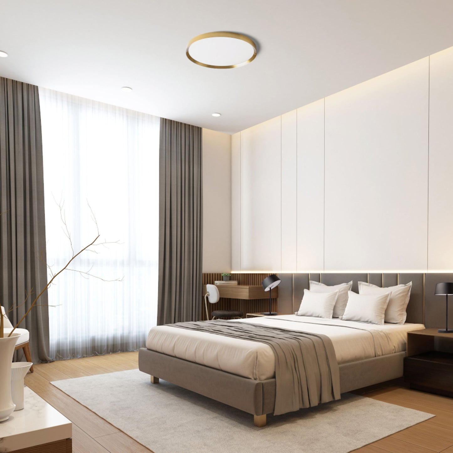 RENDL surface mounted lamp SOLEN 49 ceiling brushed brass 230V LED 42W 3000K 4000K 6000K R14310 2