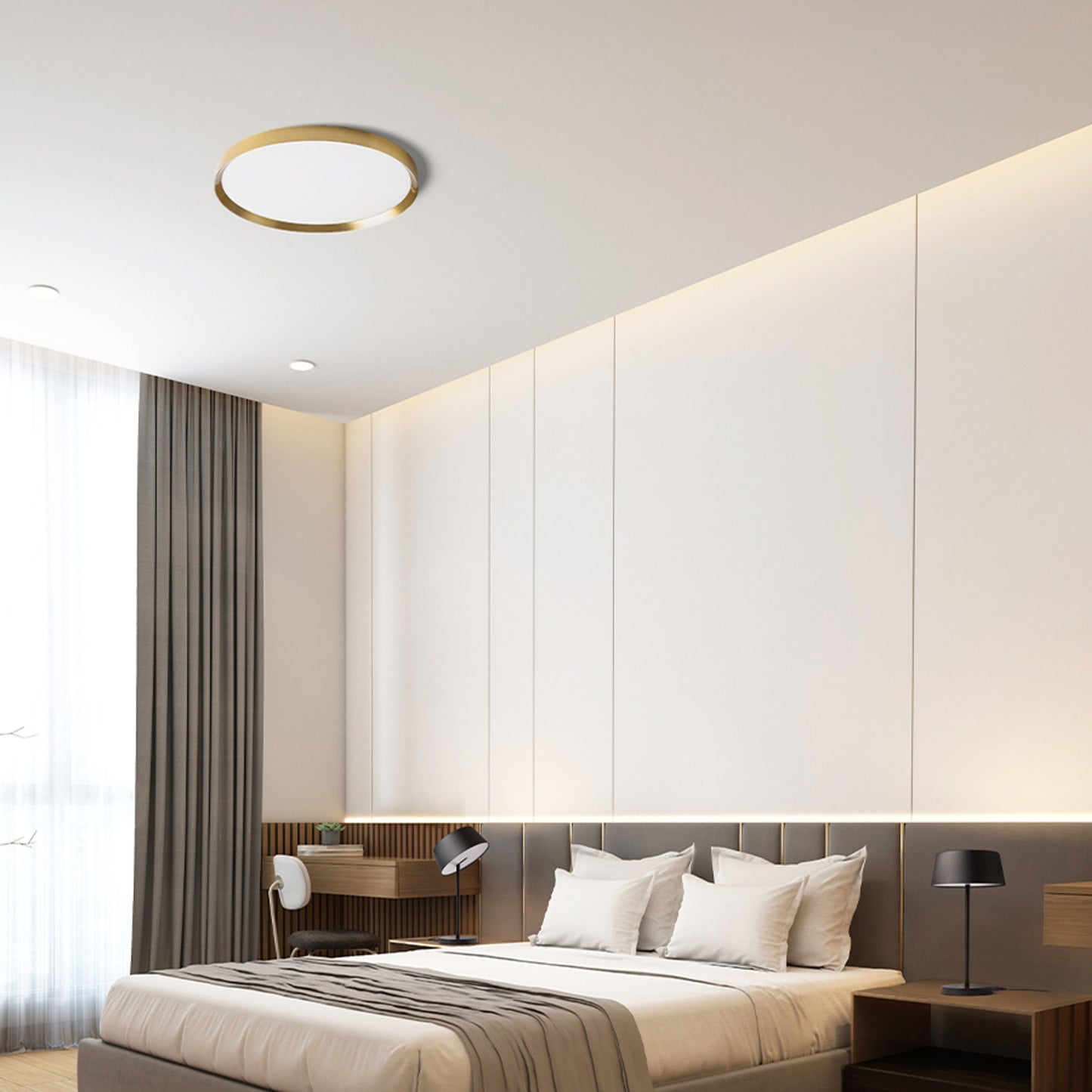 RENDL surface mounted lamp SOLEN 49 ceiling brushed brass 230V LED 42W 3000K 4000K 6000K R14310 4