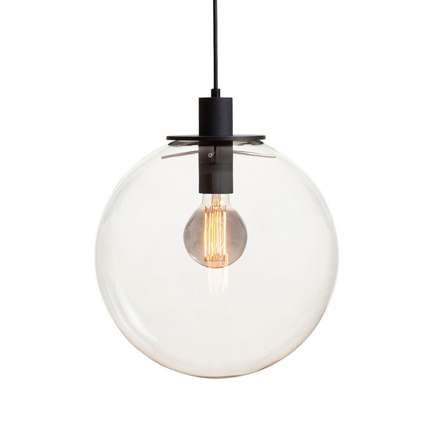 RENDL pendant lamp BOULDER 30 pendant clear glass/black 230V LED E27 15W R14393 2