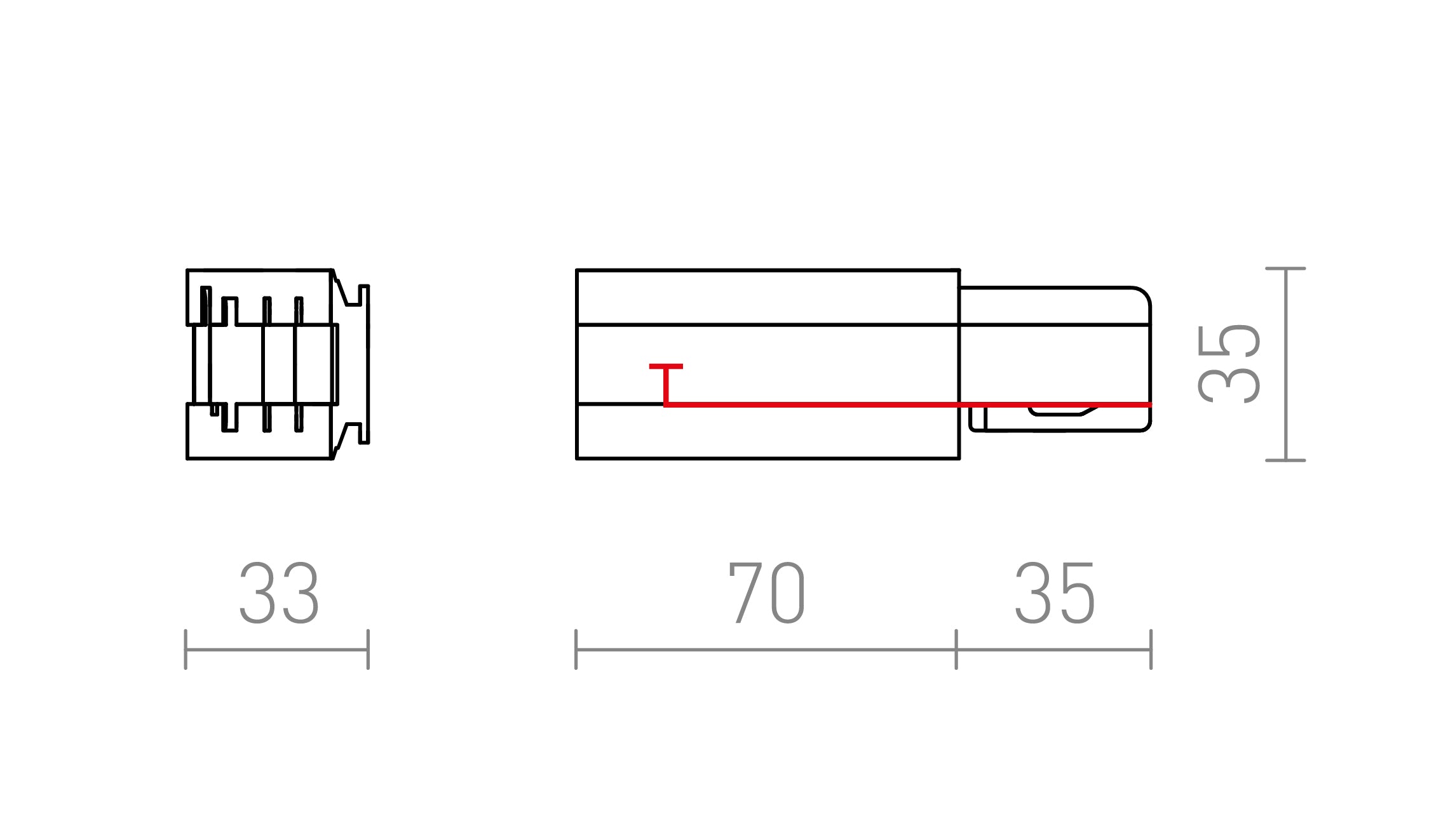EUTRAC CONNECTEUR D'ALIMENTATION GAUCHE - Product sketch