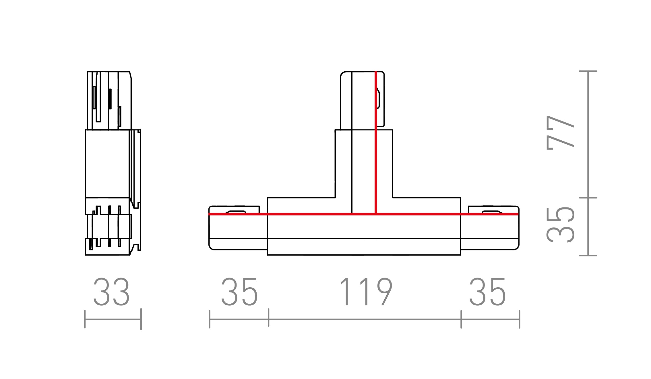 EUTRAC T CONNECTEUR GAUCHE - Product sketch