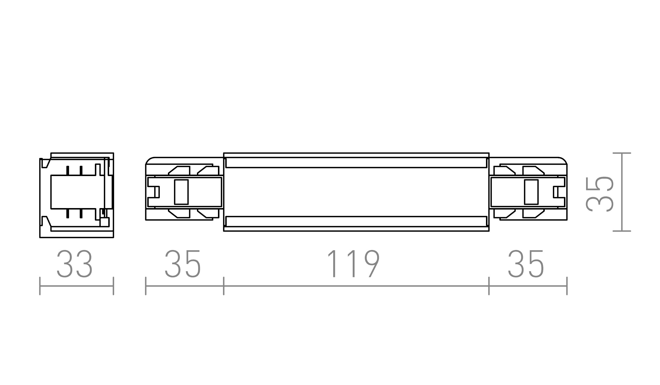 EUTRAC CONNECTEUR LONGITUDINAL D'ALIMENTATION - Product sketch