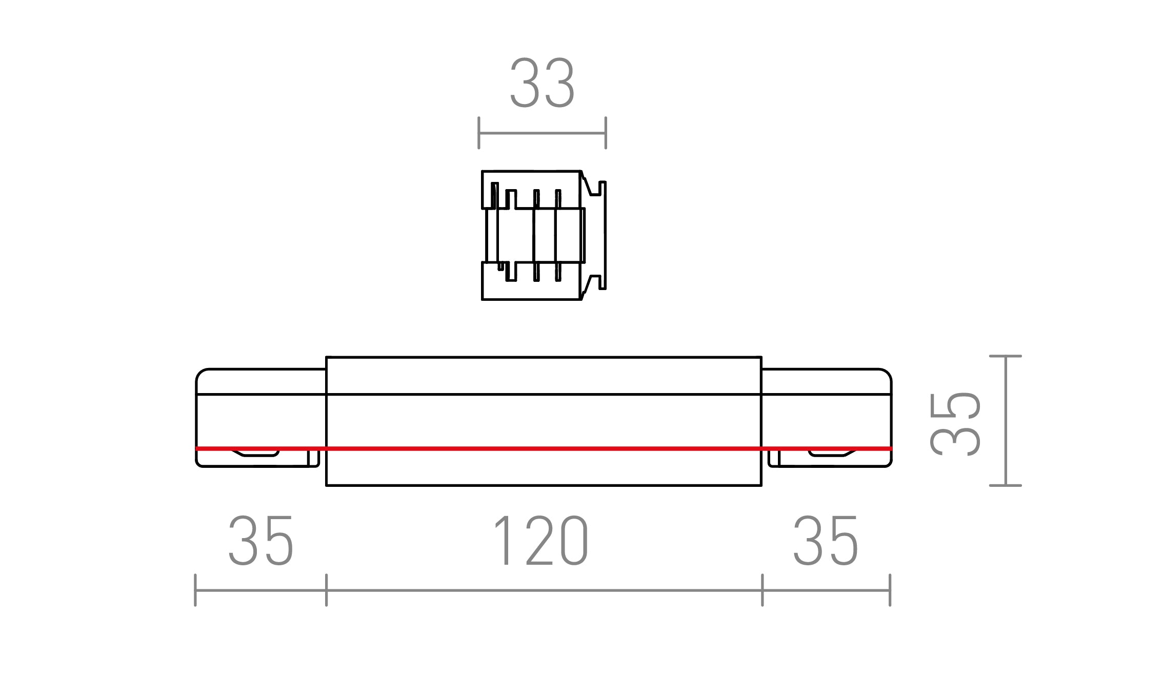 EUTRAC CONNECTEUR LONGITUDINAL D'ALIMENTATION - Product sketch