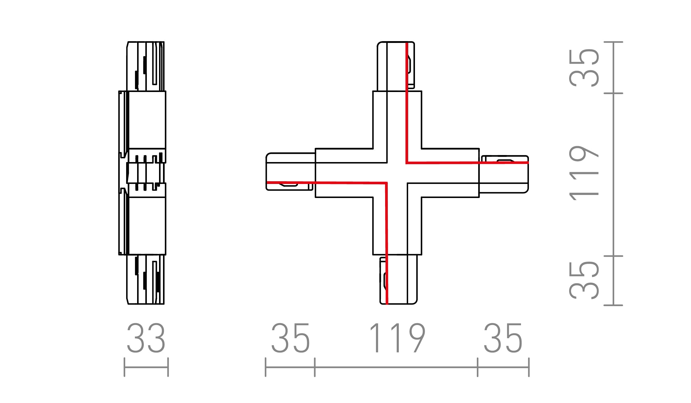 EUTRAC CONNECTEUR X - Product sketch