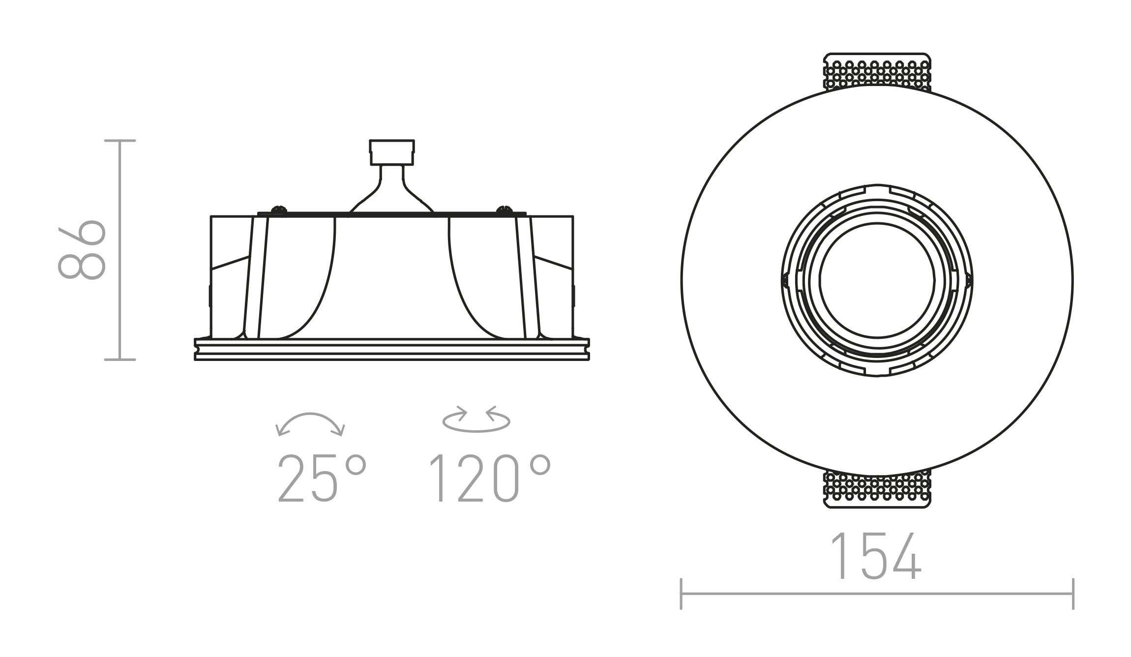 DINGO ENCASTRABLE INCLINABLE - Product sketch