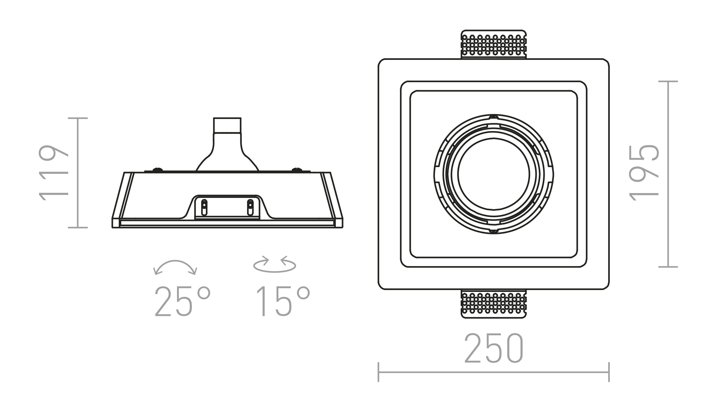 DINO SQ G53 inclinable lampe - Product sketch