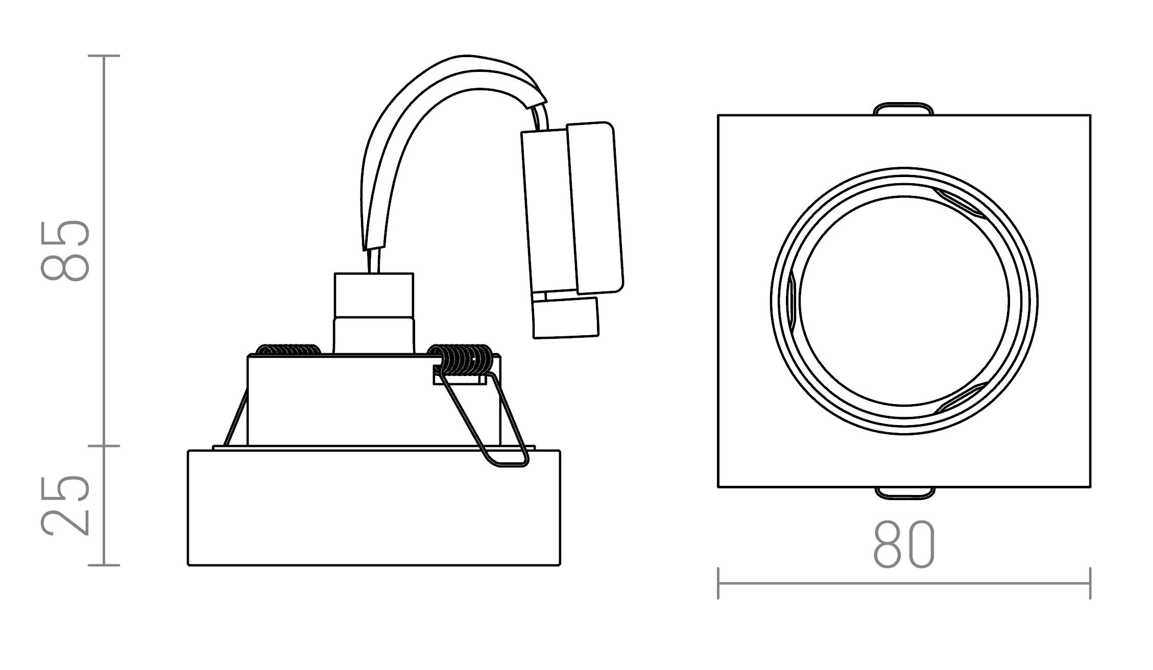 BIANCA SQ encastrable lampe - Product sketch