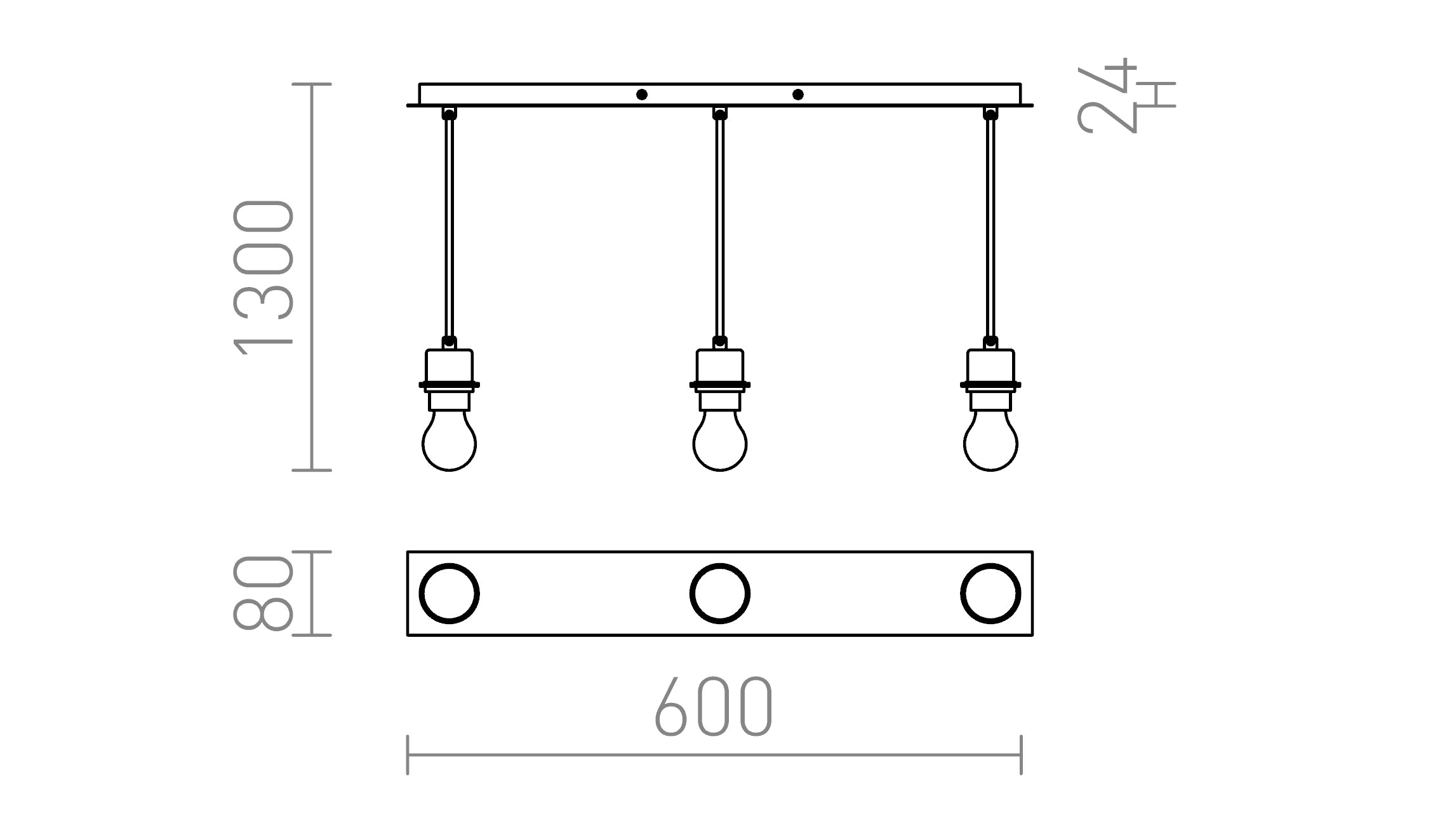MORE 60 base de plafond suspendue lampe - Product sketch
