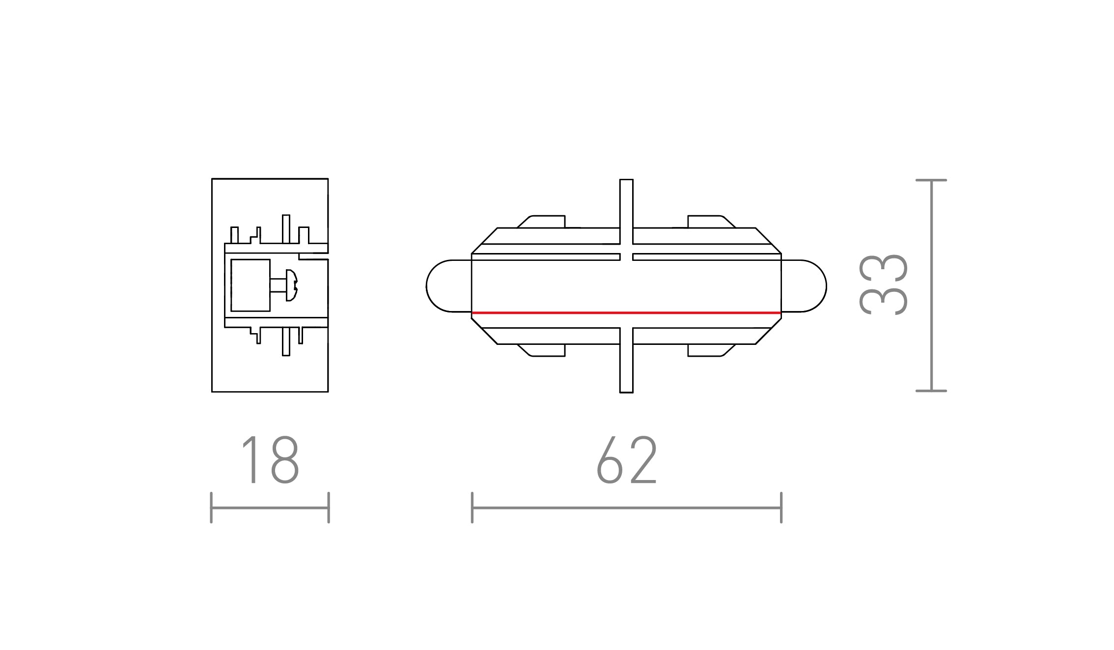CONNECTEUR DIRECT POUR RAIL À 1 PHASE - Product sketch