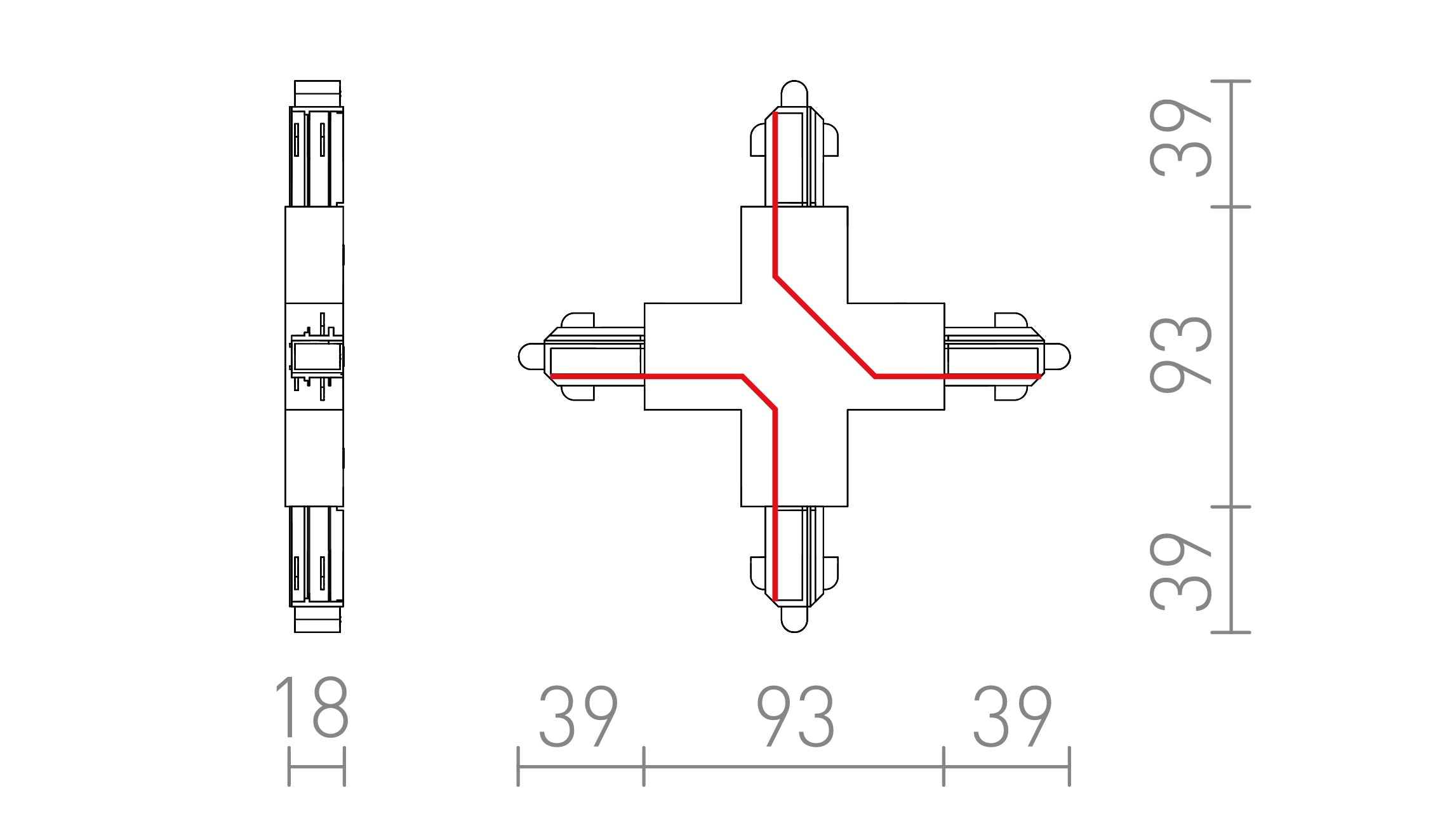 X CONNECTEUR POUR RAIL À 1 PHASE - Product sketch