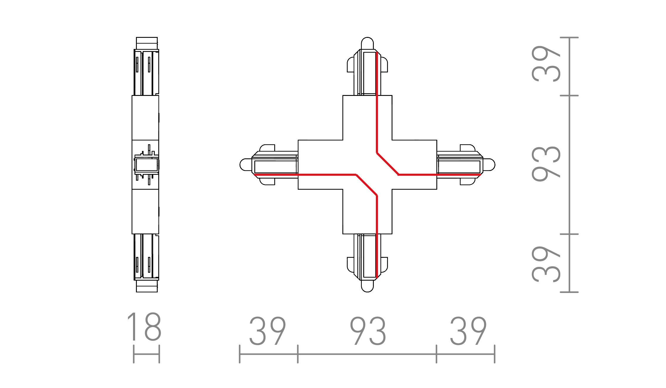 X CONNECTEUR POUR RAIL À 1 PHASE - Product sketch