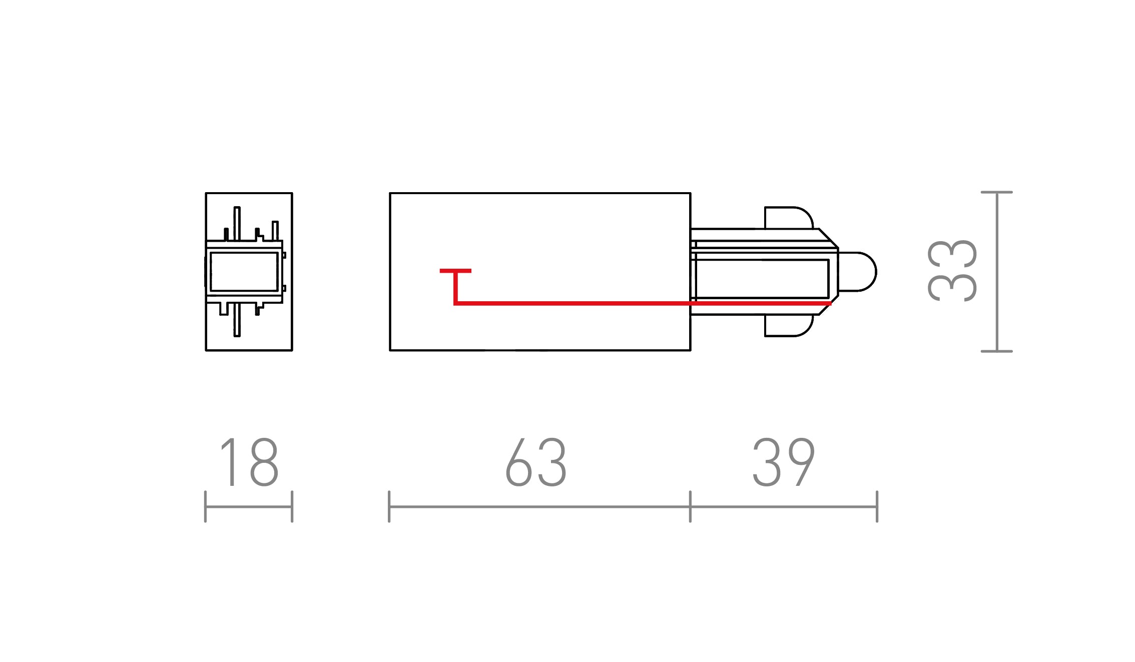CONNECTEUR D'ALIMENTATION POUR RAIL GAUCHE À 1 PHASE - Product sketch