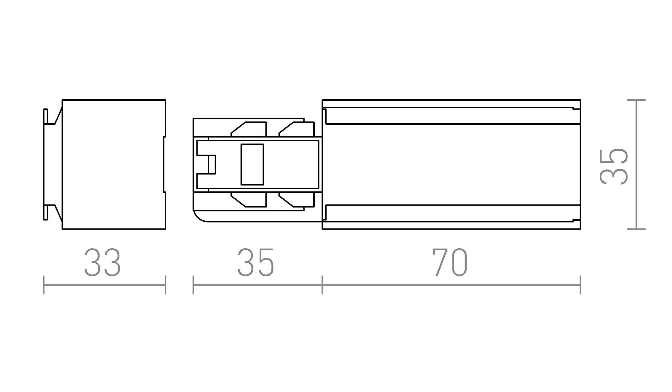 EUTRAC CONNECTEUR D'ALIMENTATION DROITE - Product sketch