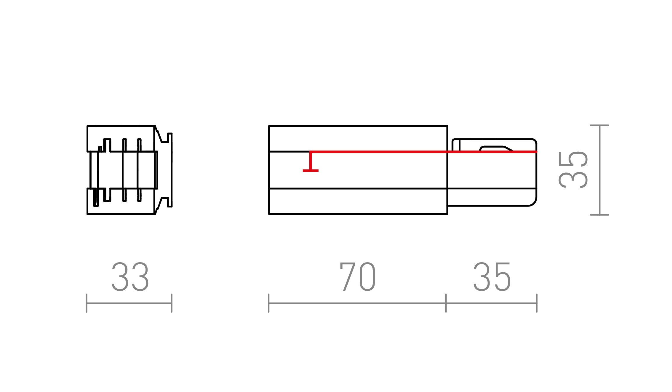 EUTRAC CONNECTEUR D'ALIMENTATION DROITE - Product sketch