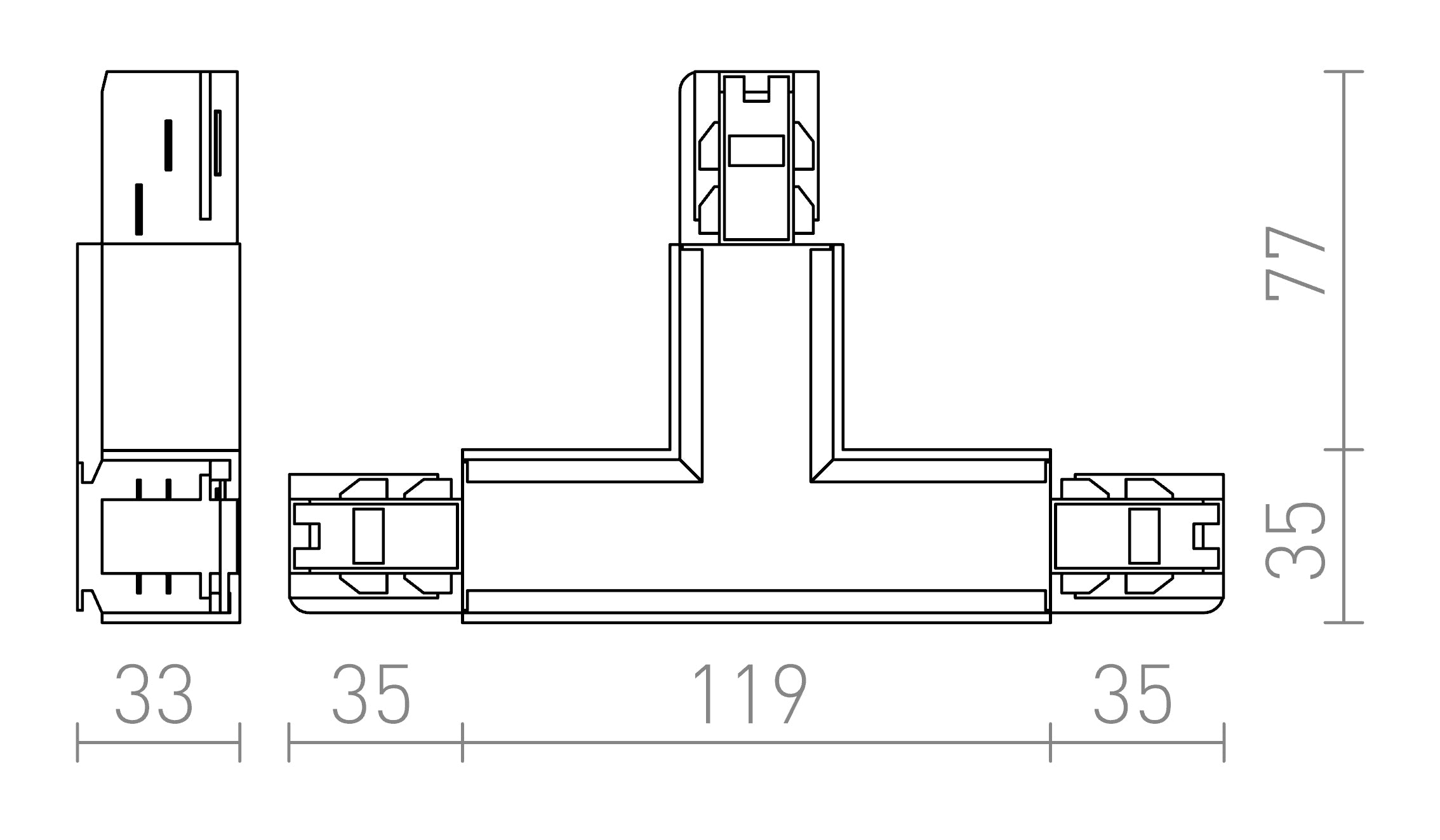 EUTRAC T CONNECTEUR DROITE - Product sketch