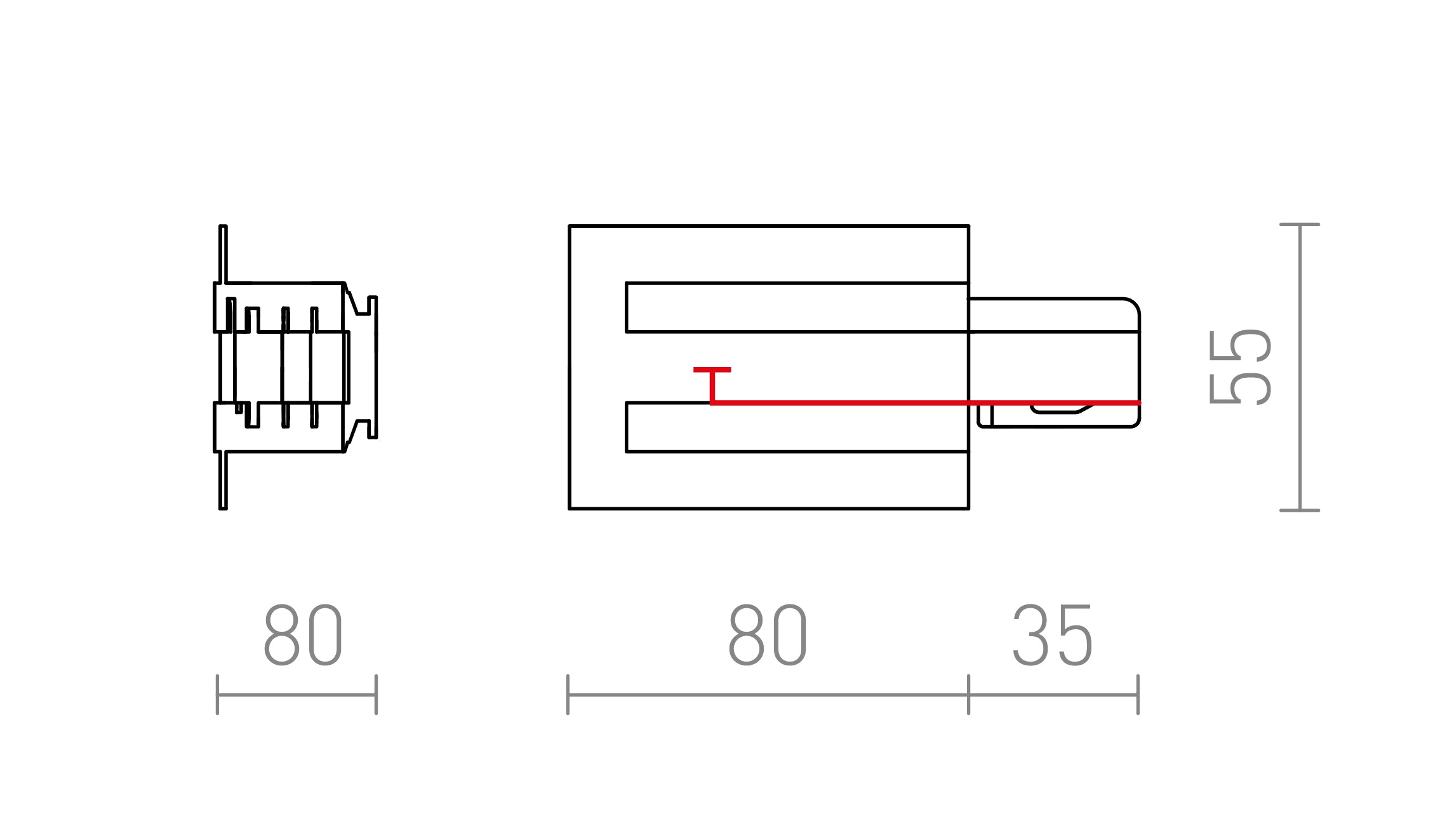 EUTRAC CONNECTEUR D'ALIMENTATION GAUCHE POUR RAIL ENCASTRÉE - Product sketch