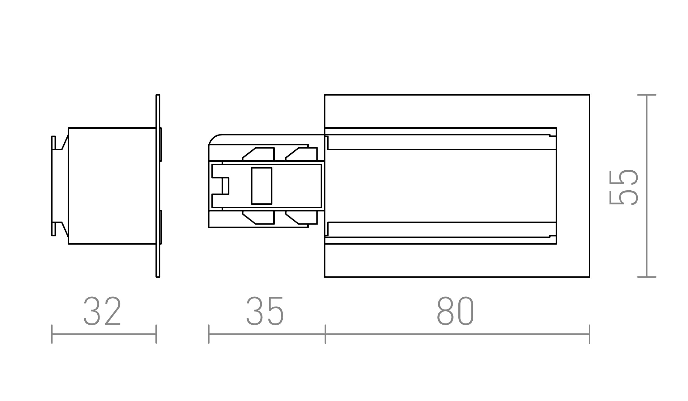 EUTRAC CONNECTEUR D'ALIMENTATION GAUCHE POUR RAIL ENCASTRÉE - Product sketch