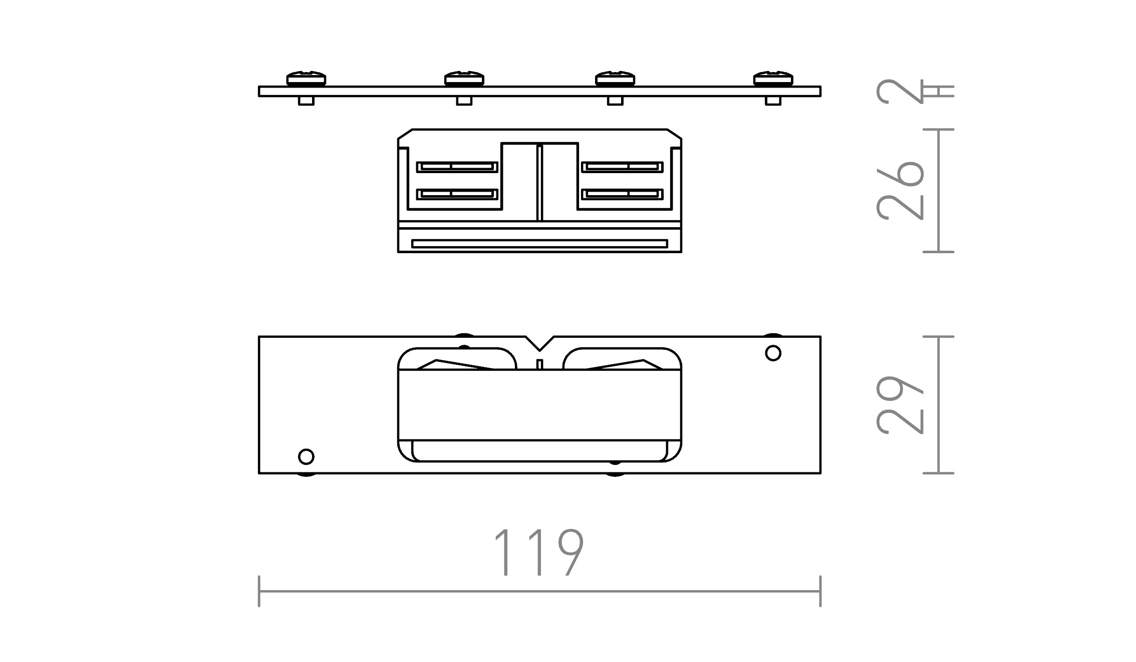 EUTRAC CONDUCTEUR POUR RAIL ENCASRÉE - Product sketch